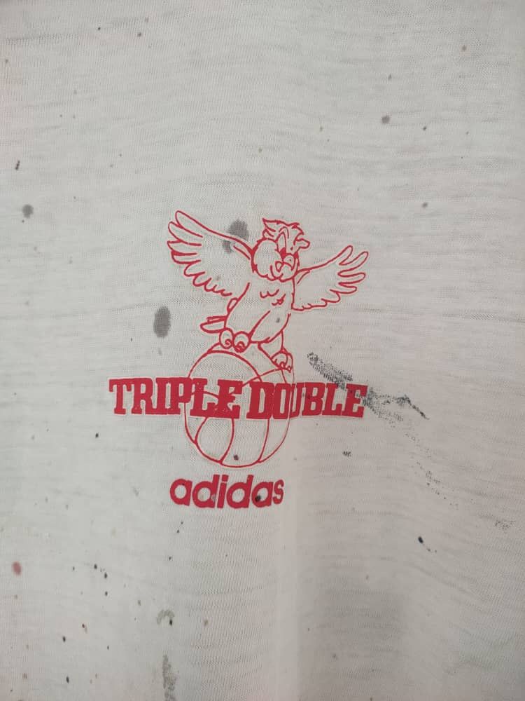 Adidas THRASHED Vtg Adidas Triple Double Distressed T Size US M / EU 48-50 / 2 - 3 Thumbnail