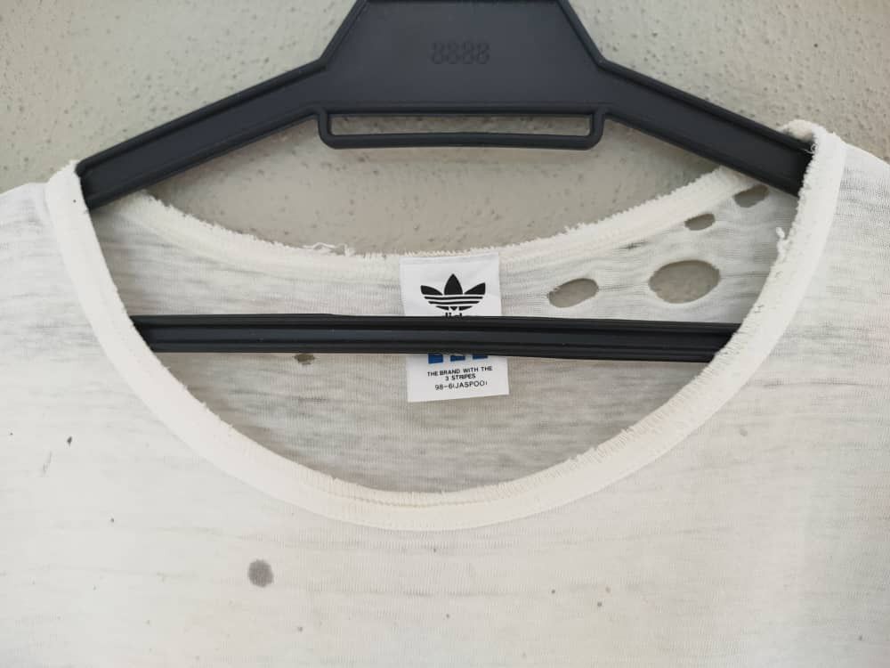 Adidas THRASHED Vtg Adidas Triple Double Distressed T Size US M / EU 48-50 / 2 - 10 Thumbnail