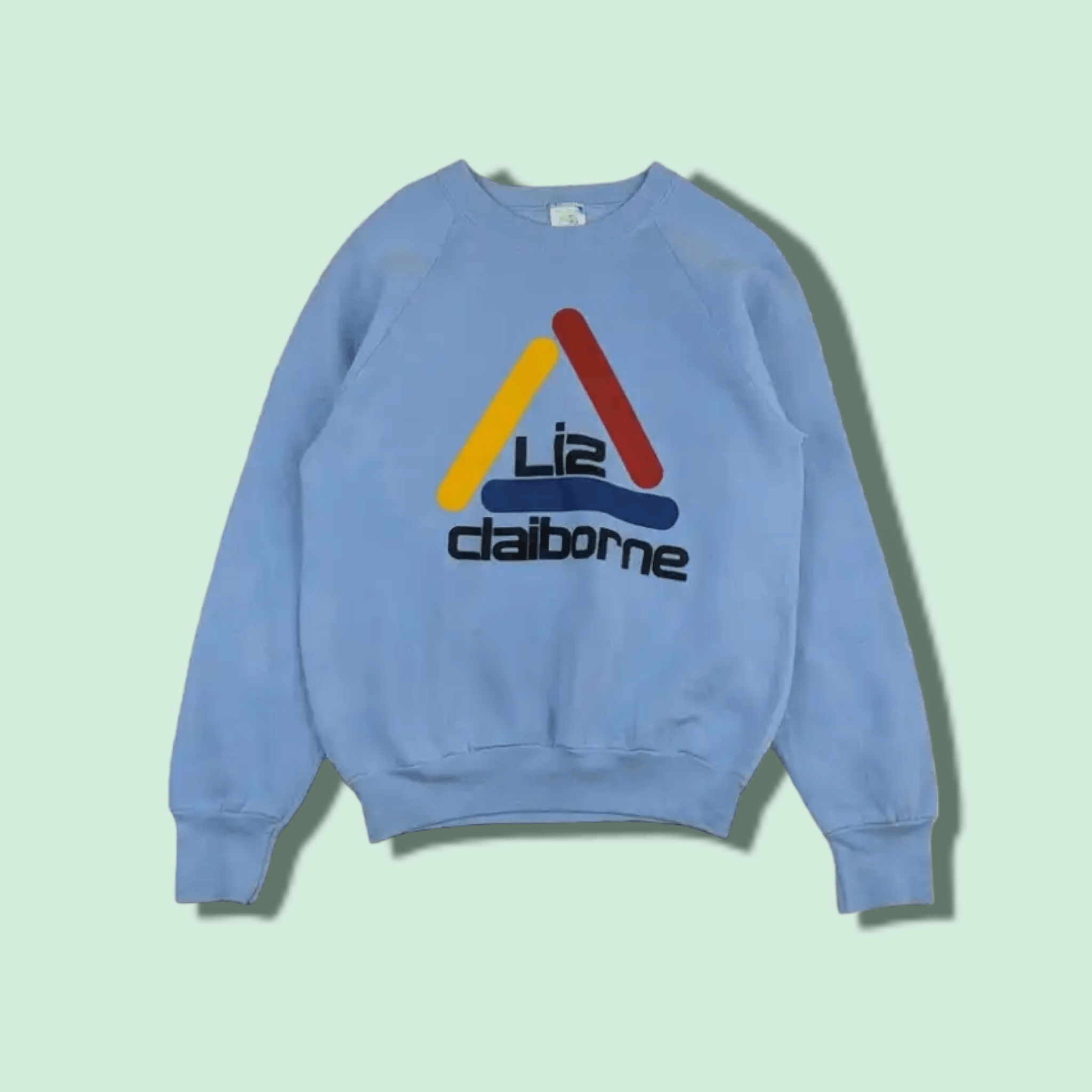 image of Fruit Of The Loom x Made In USA Vintage 90's Fotl Liz Clairborne Big Logo Jumper Sweatshirt in Blue