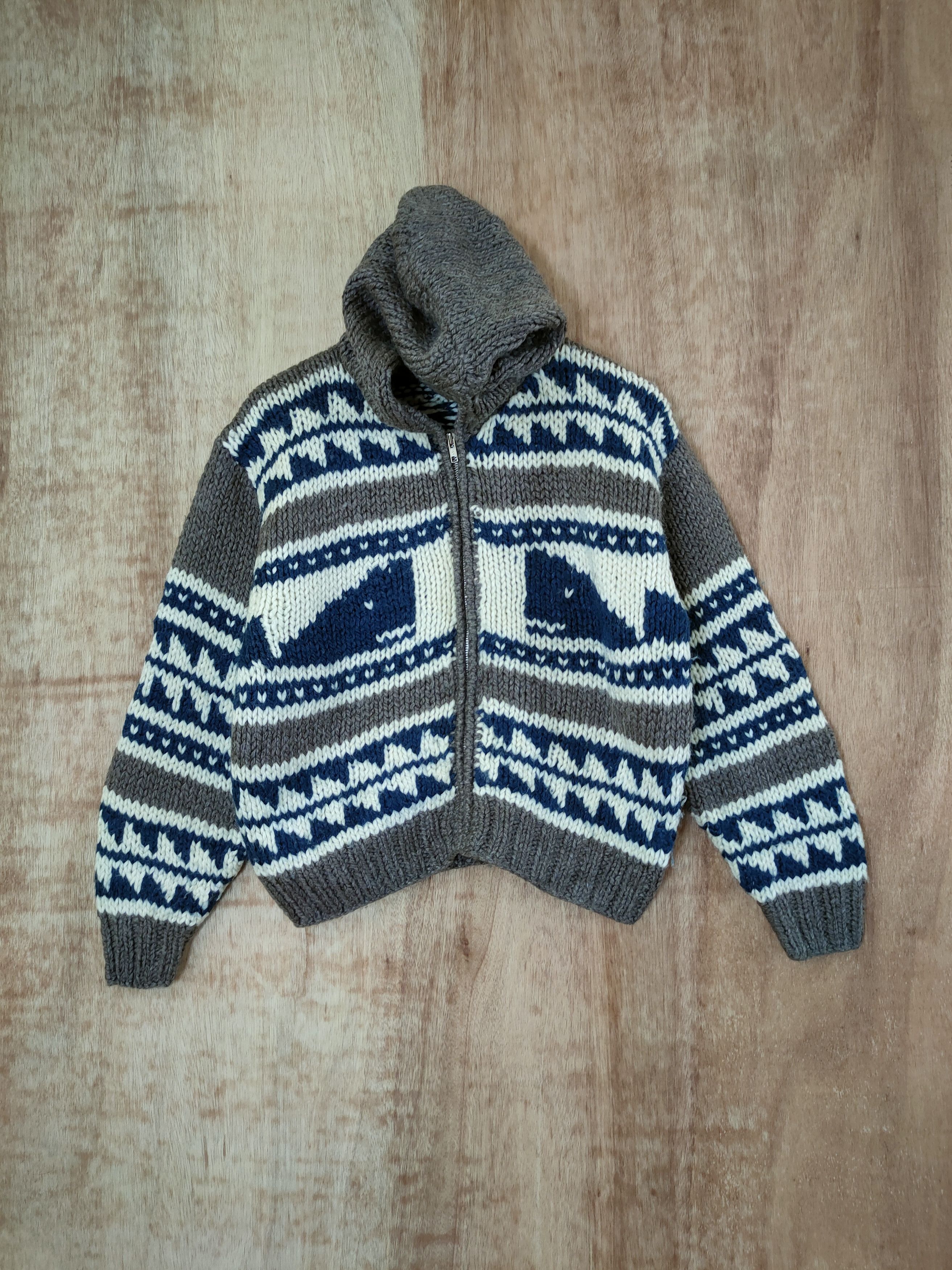 Aran Crafts My Romance whale art aran isle cable knitwear hoodie #46-596 Size S / US 4 / IT 40 - 1 Thumbnail