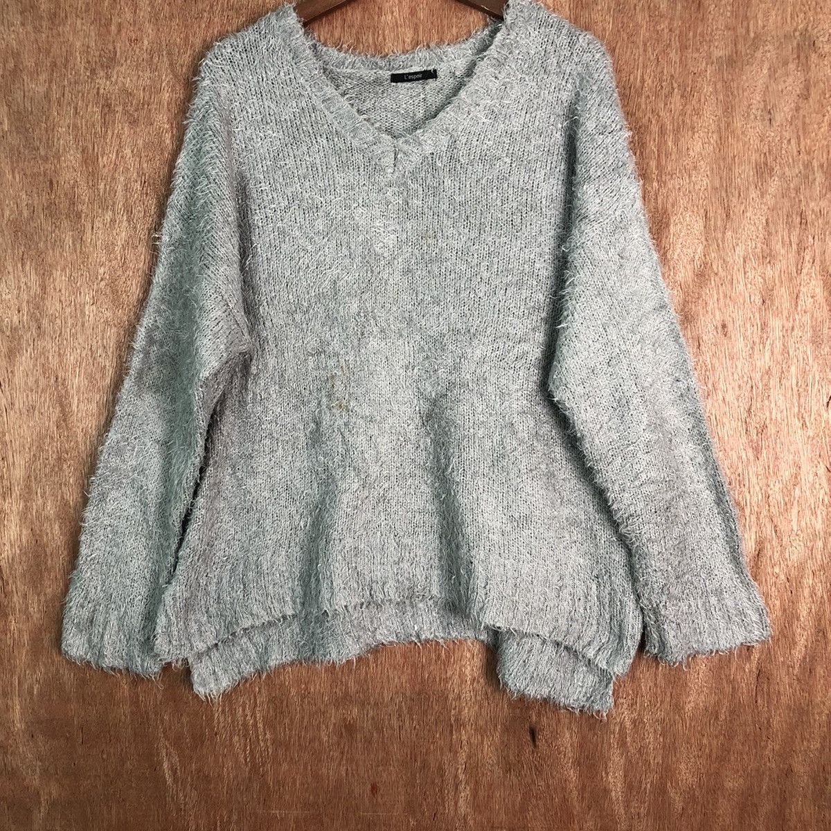 City Streets × Homespun Knitwear × Japanese Brand Lespair Grey Shag Shaggy Fur Mohair Knitwear #6545 Size XL / US 12-14 / IT 48-50 - 3 Thumbnail