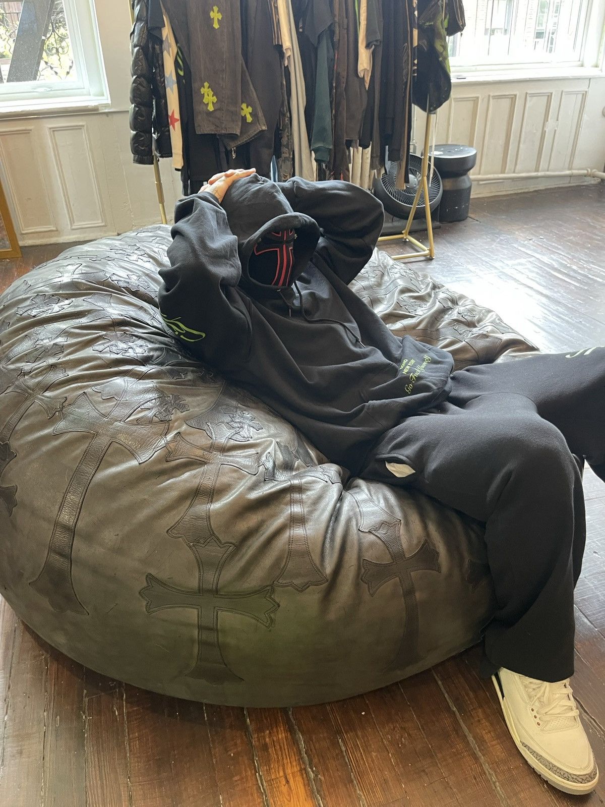 CHROME HEARTS XXXL OVERSIZED CHAIR BEANBAG LEATHER CROSS