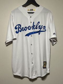VINTAGE JACKIE ROBINSON BROOKLYN DODGERS MAJESTIC COOPERSTOWN BASEBALL  JERSEY XL