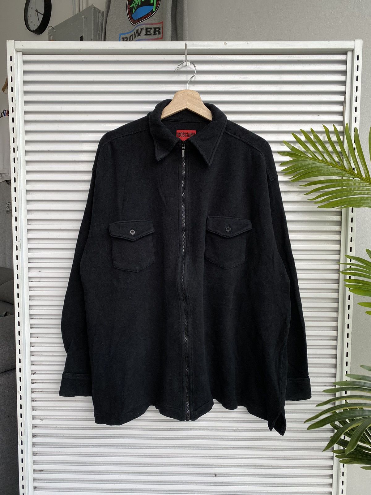 image of Vintage Moschino Normal But Formal Button Ups Sweatshirt in Black, Men's (Size 2XL)