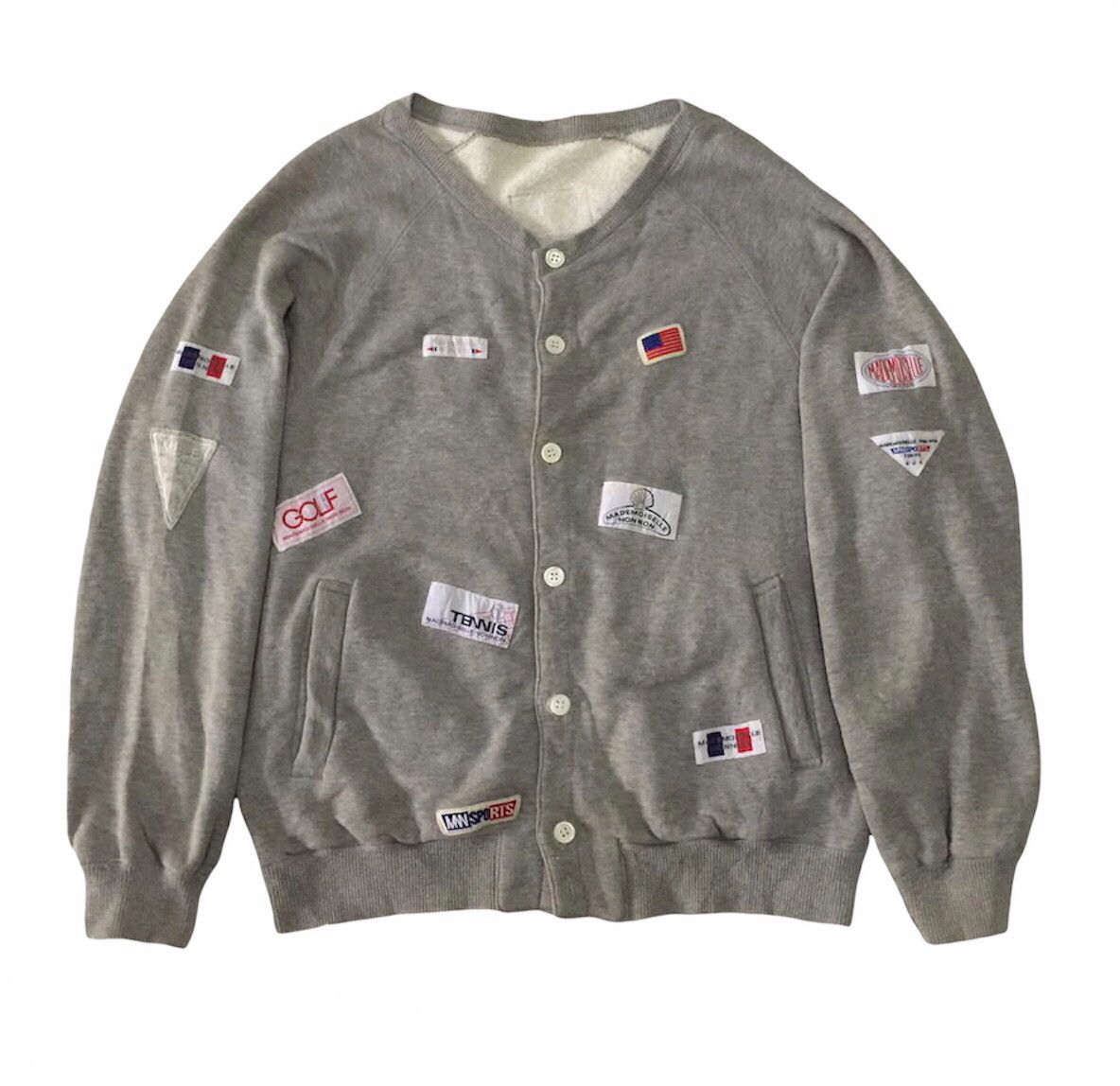 image of Free Style x Mademoiselle Non Non Mademoisille Non Non Sports Patches Sweater Jacket (Size Medium)
