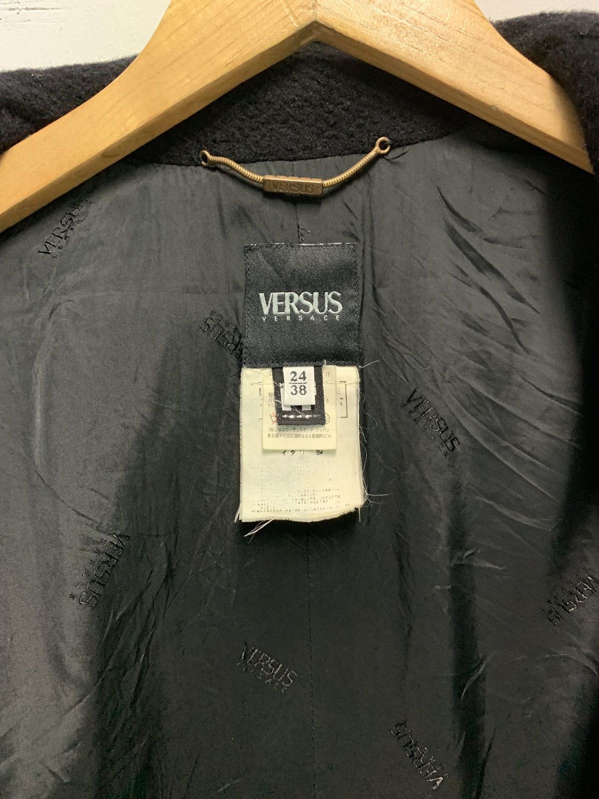 Versace × Versus Versace × Vintage ☃️ Versace Jacket Black Chester Coat Wool Long Waist Pocket Size US S / EU 44-46 / 1 - 6 Thumbnail