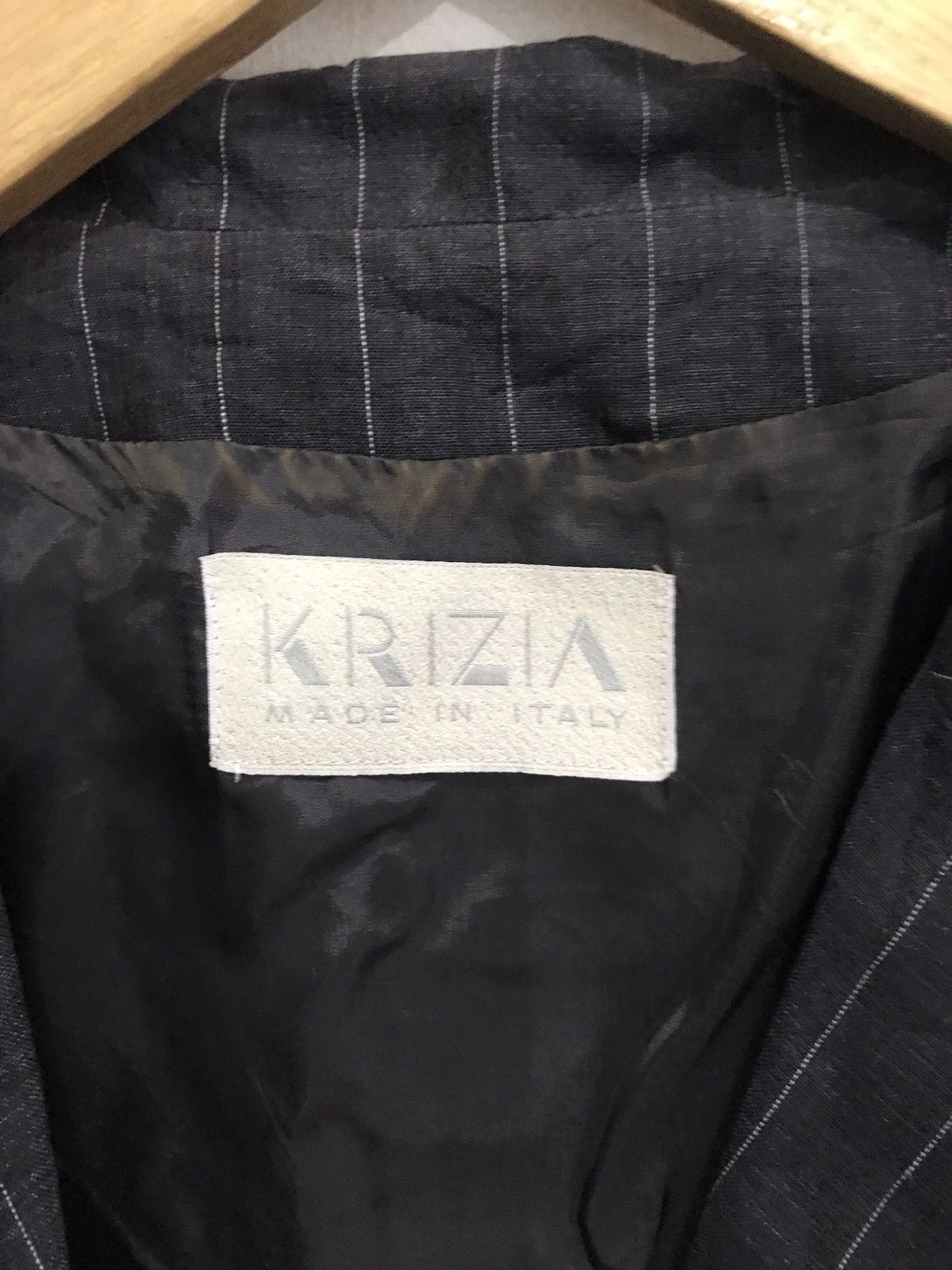 Designer × Japanese Brand × Krizia Uomo Made In Italy Krizia 100% Linen Blazer Stripes Coat Jacket Size 38L - 3 Thumbnail