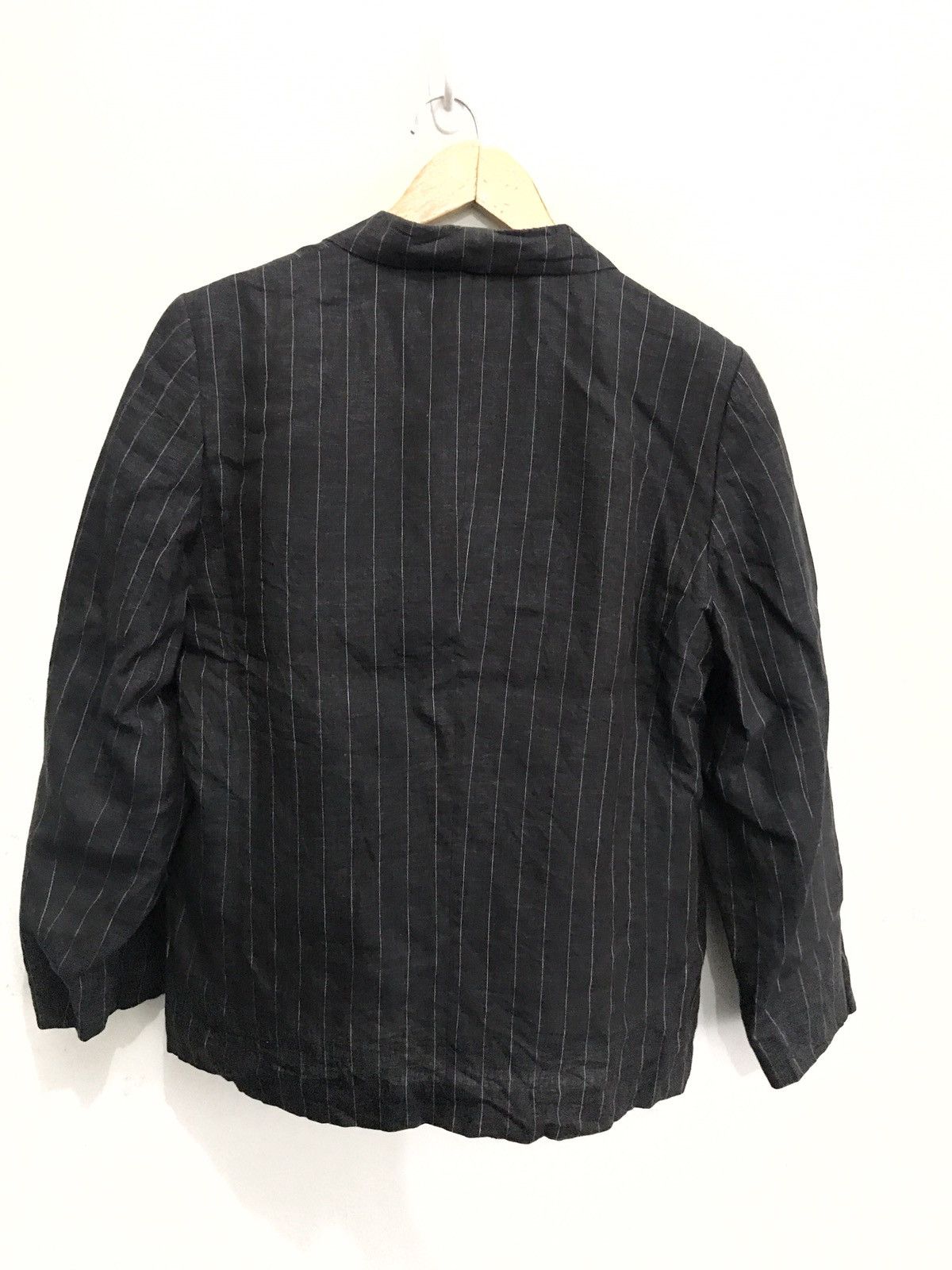 Designer × Japanese Brand × Krizia Uomo Made In Italy Krizia 100% Linen Blazer Stripes Coat Jacket Size 38L - 2 Thumbnail