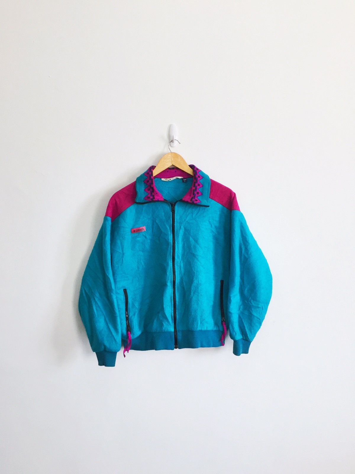 image of Columbia Colombia Sportwear Company Made In Usa Fleece Zipper Jacket in Blue, Men's (Size Large)