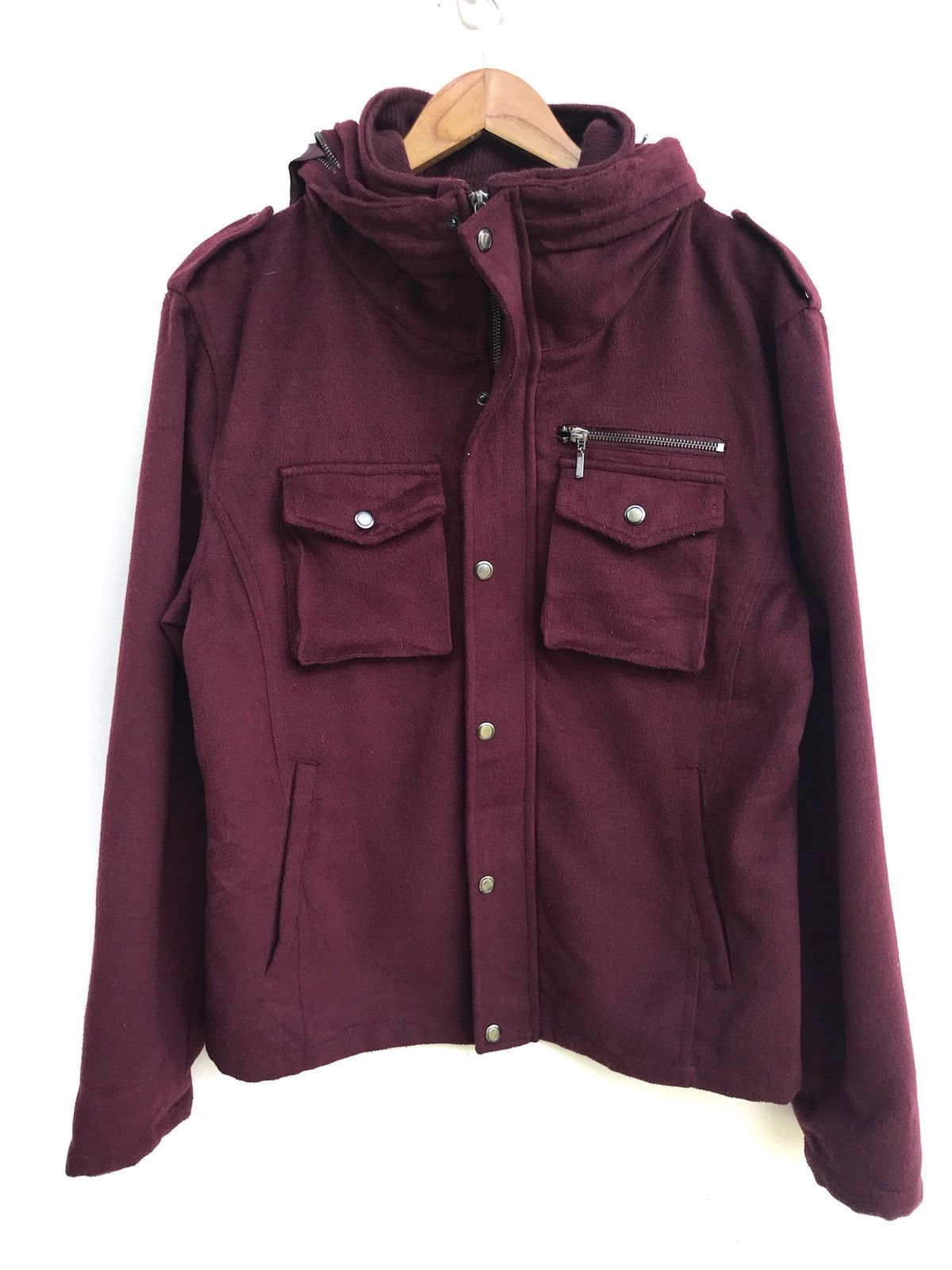 image of Nota Bene Military Army Design Jacket in Maroon, Men's (Size Large)