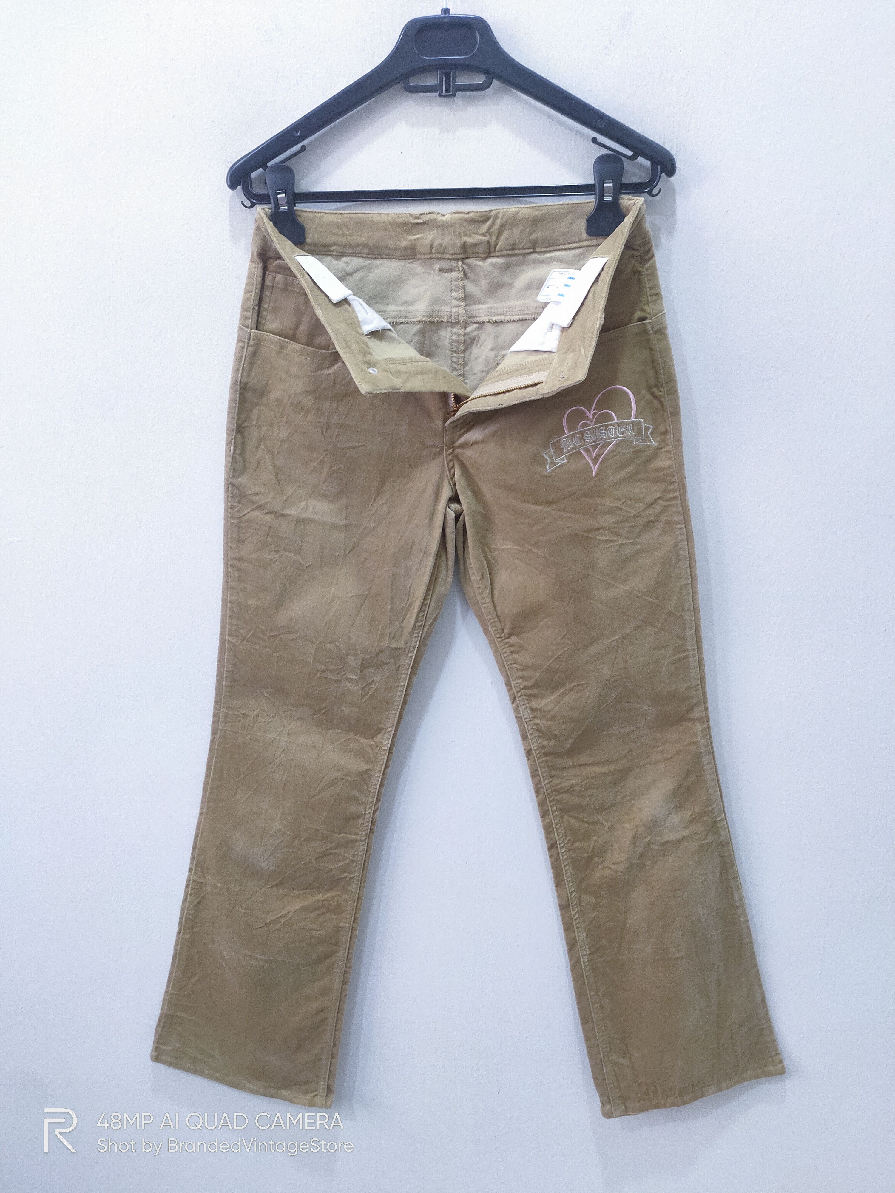 S/STERE × Velvet MY SISTER Women Embroidery Velvet Flare Trouser Denim Pants Size 28" / US 6 / IT 42 - 3 Thumbnail