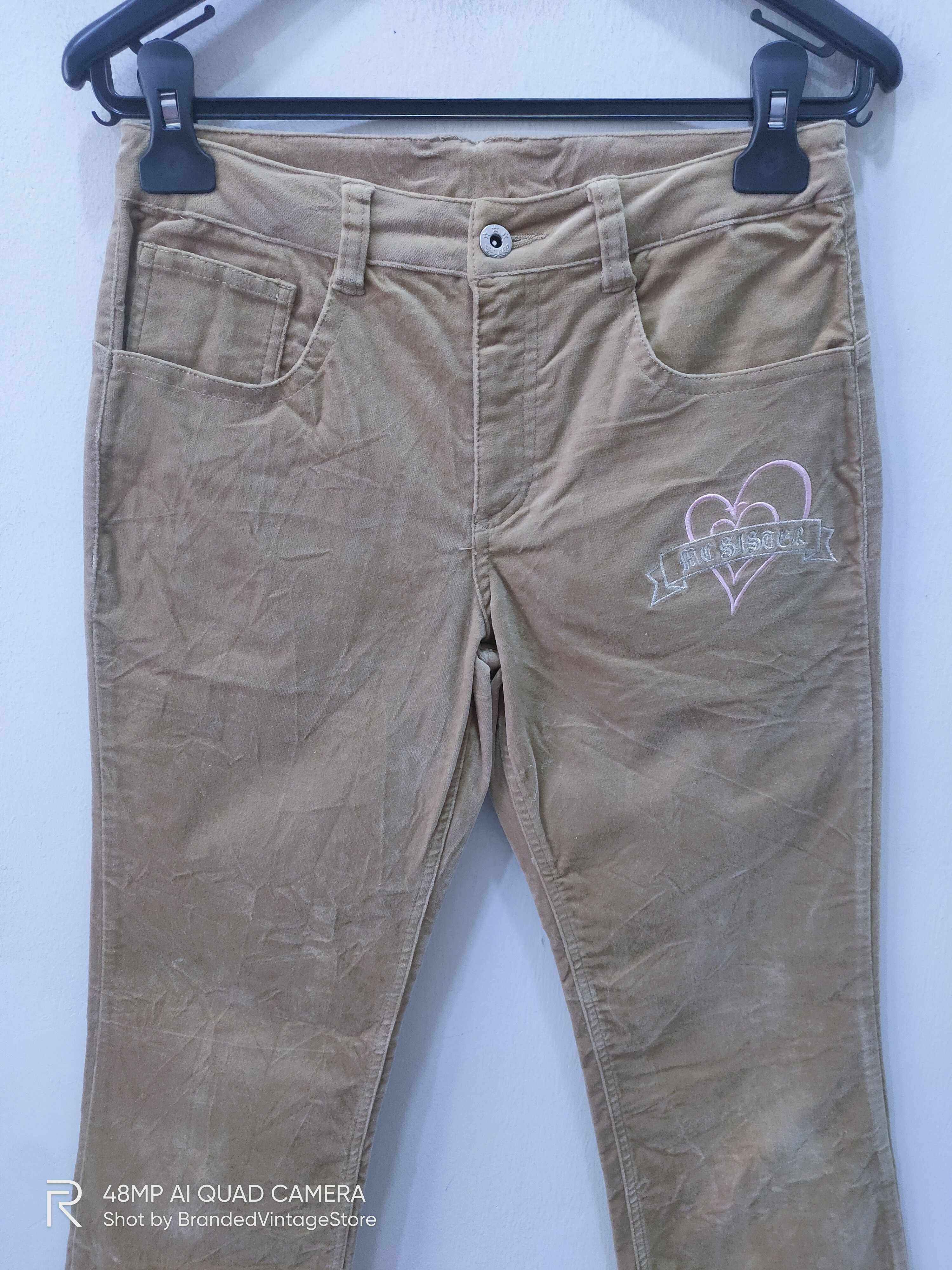 S/STERE × Velvet MY SISTER Women Embroidery Velvet Flare Trouser Denim Pants Size 28" / US 6 / IT 42 - 4 Thumbnail