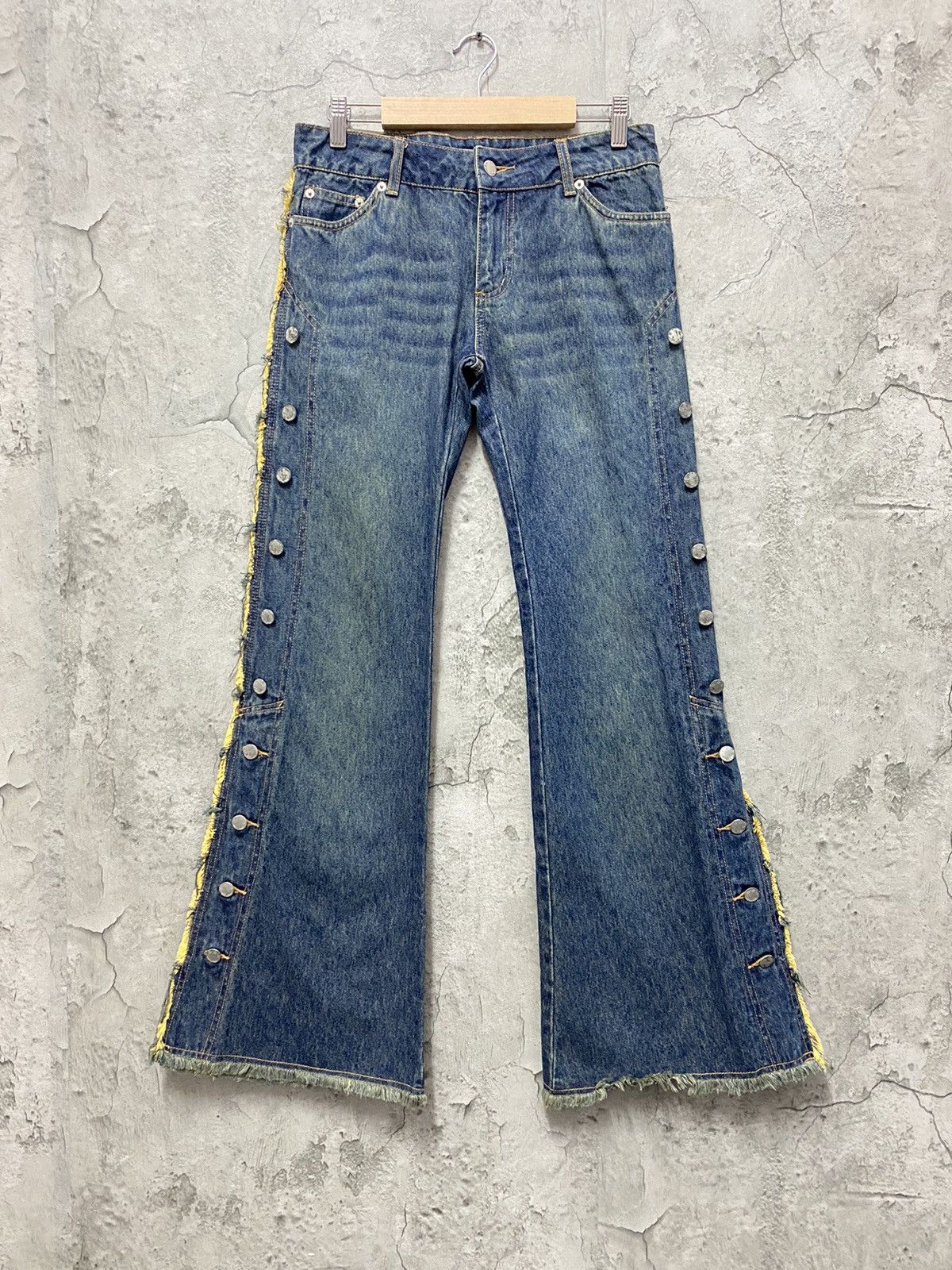image of Jouer Aux Echecs Japan Button Up Flared Denim Vintage in Stonewash Indigo, Men's (Size 29)