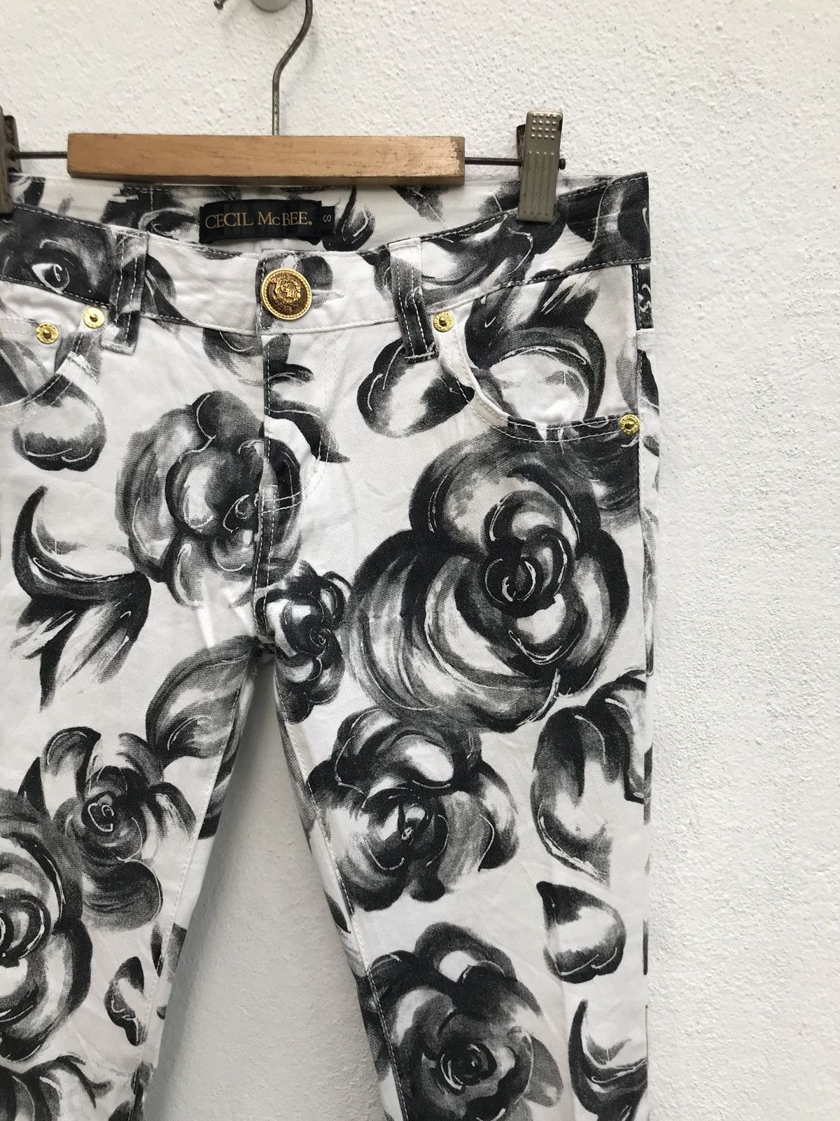 image of Designer Cecil Mcbee Skinny Fit Fullprinted in Black Yellow White, Men's (Size 28)