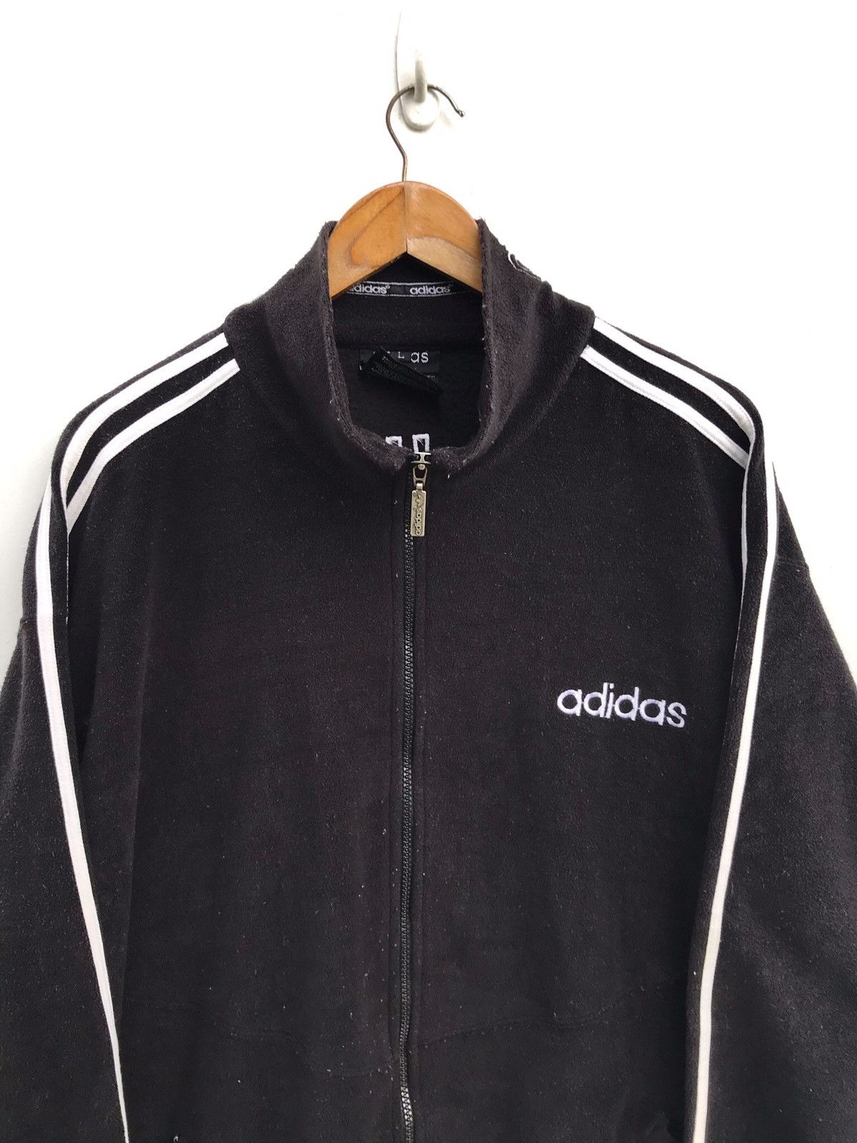 Adidas Vintage 90s Adidas Fleece Big Logo Zipper jacket Size US L / EU 52-54 / 3 - 3 Thumbnail