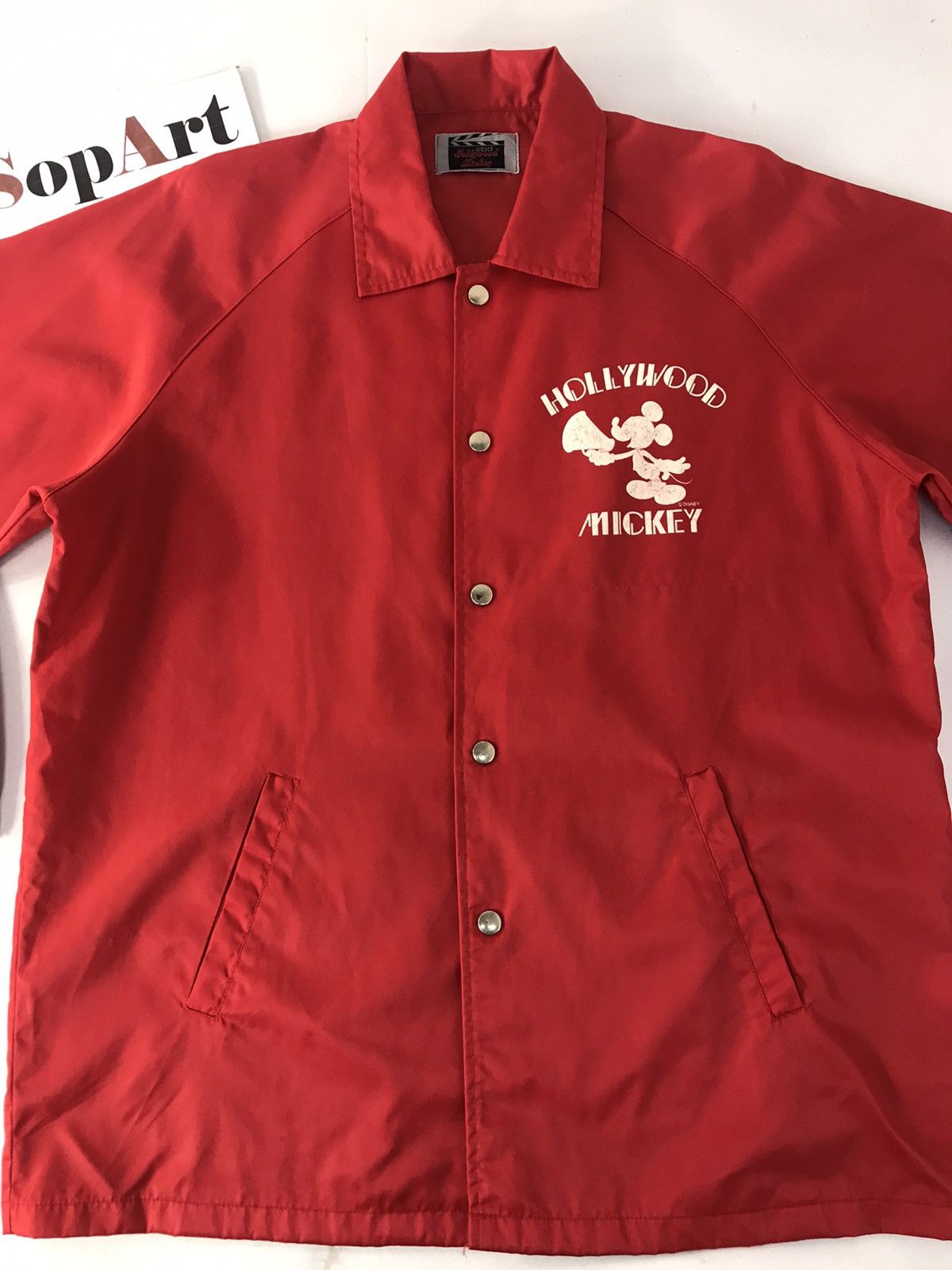 Mickey Mouse × Vintage Vtg Jacket Hollywood Mickey Big Logo Back Side Snap Button Size US XL / EU 56 / 4 - 3 Thumbnail