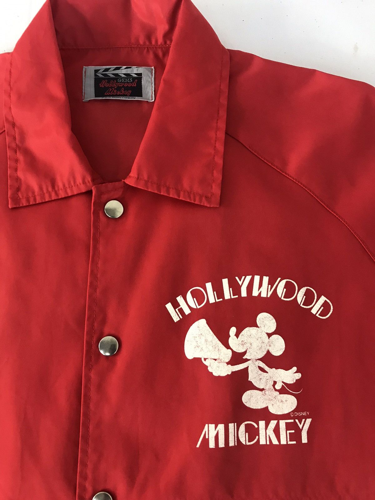 Mickey Mouse × Vintage Vtg Jacket Hollywood Mickey Big Logo Back Side Snap Button Size US XL / EU 56 / 4 - 4 Thumbnail