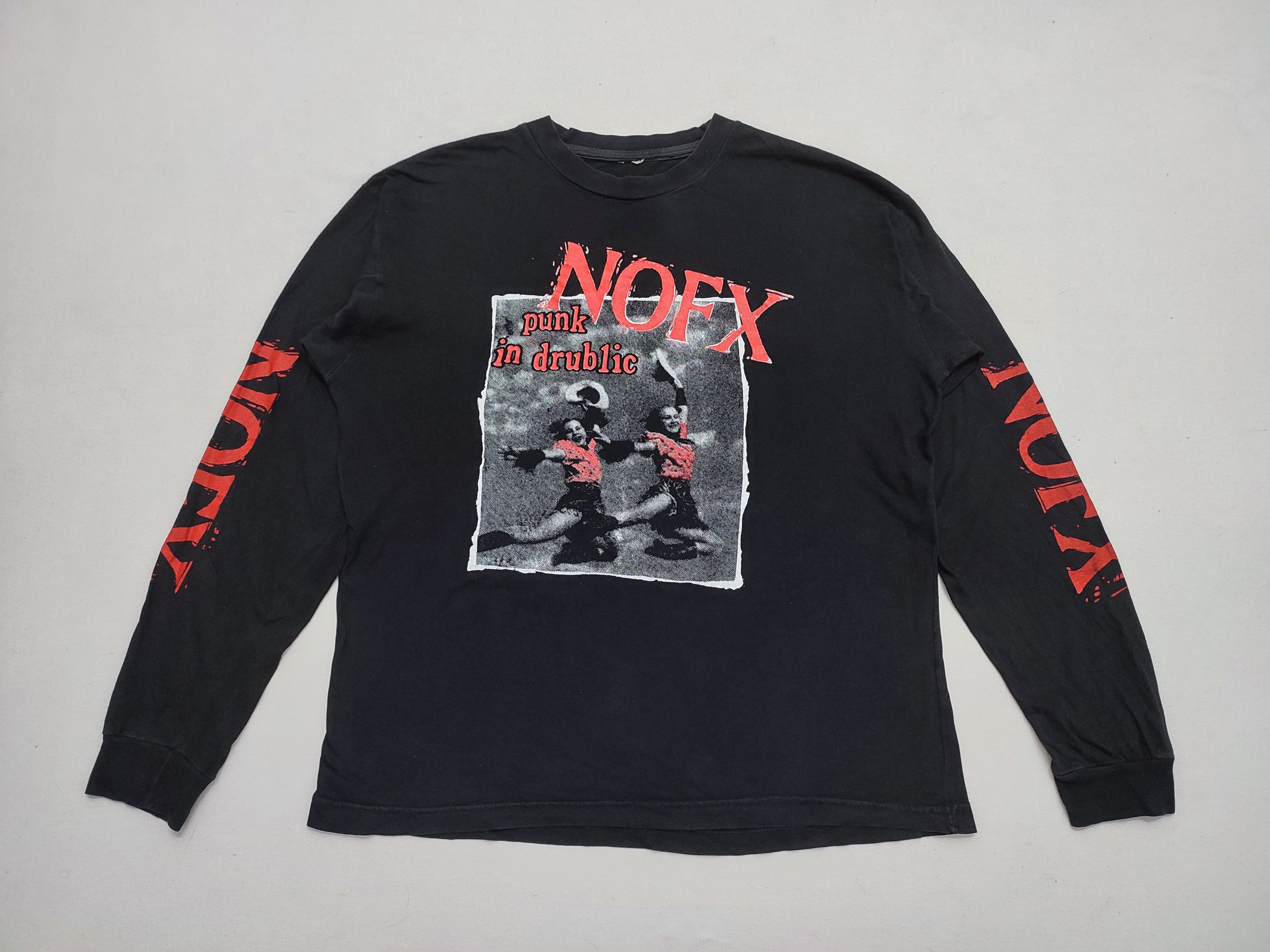image of Rock Band x Rock T Shirt Vintage 1990S Nofx 'punk In Drublic' Studio Album Tee in Black/Red (Size X