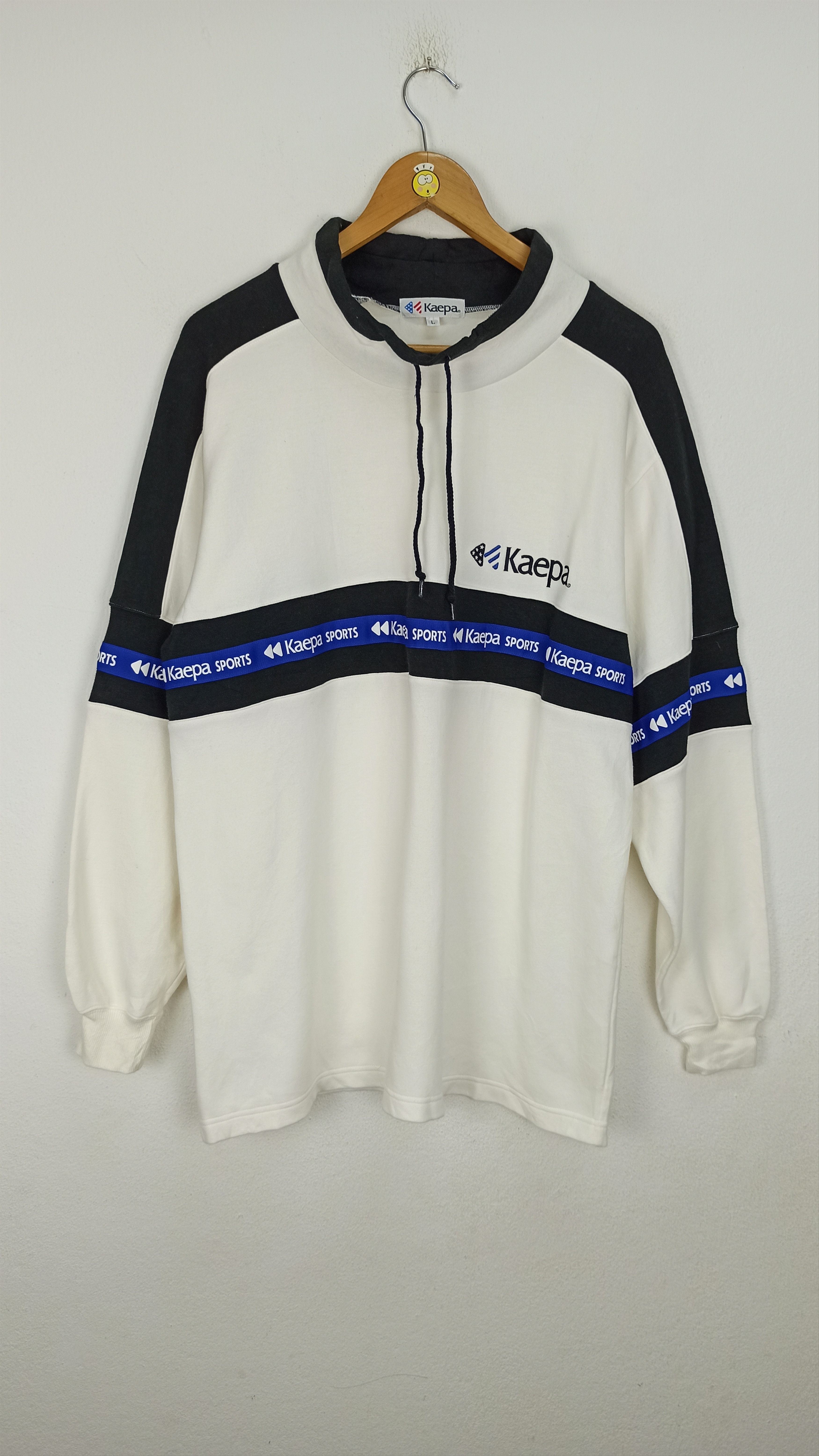 image of Sports Specialties Vintage Kaepa Sweatshirt White And Black in Black/Blue/White (Size Large)