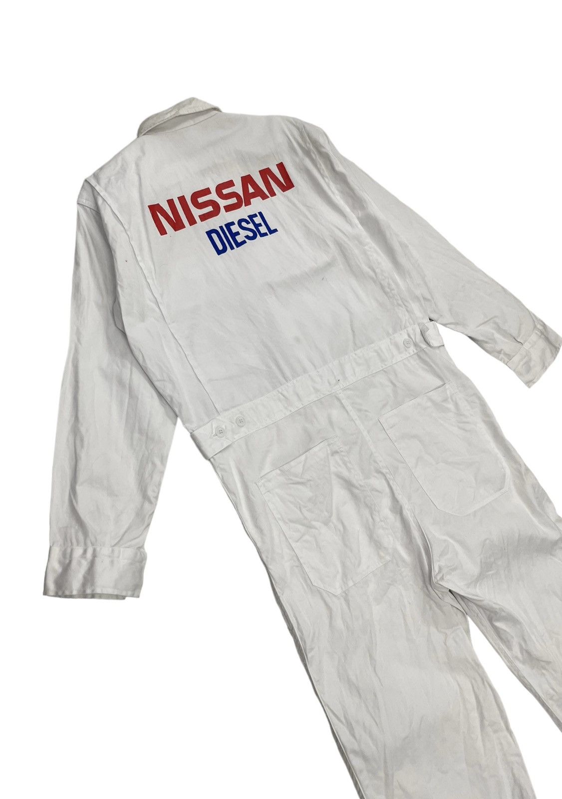 image of Nissin x Racing Vintage Nissan Diesel Overall Jumpsuit in White, Men's (Size 36)