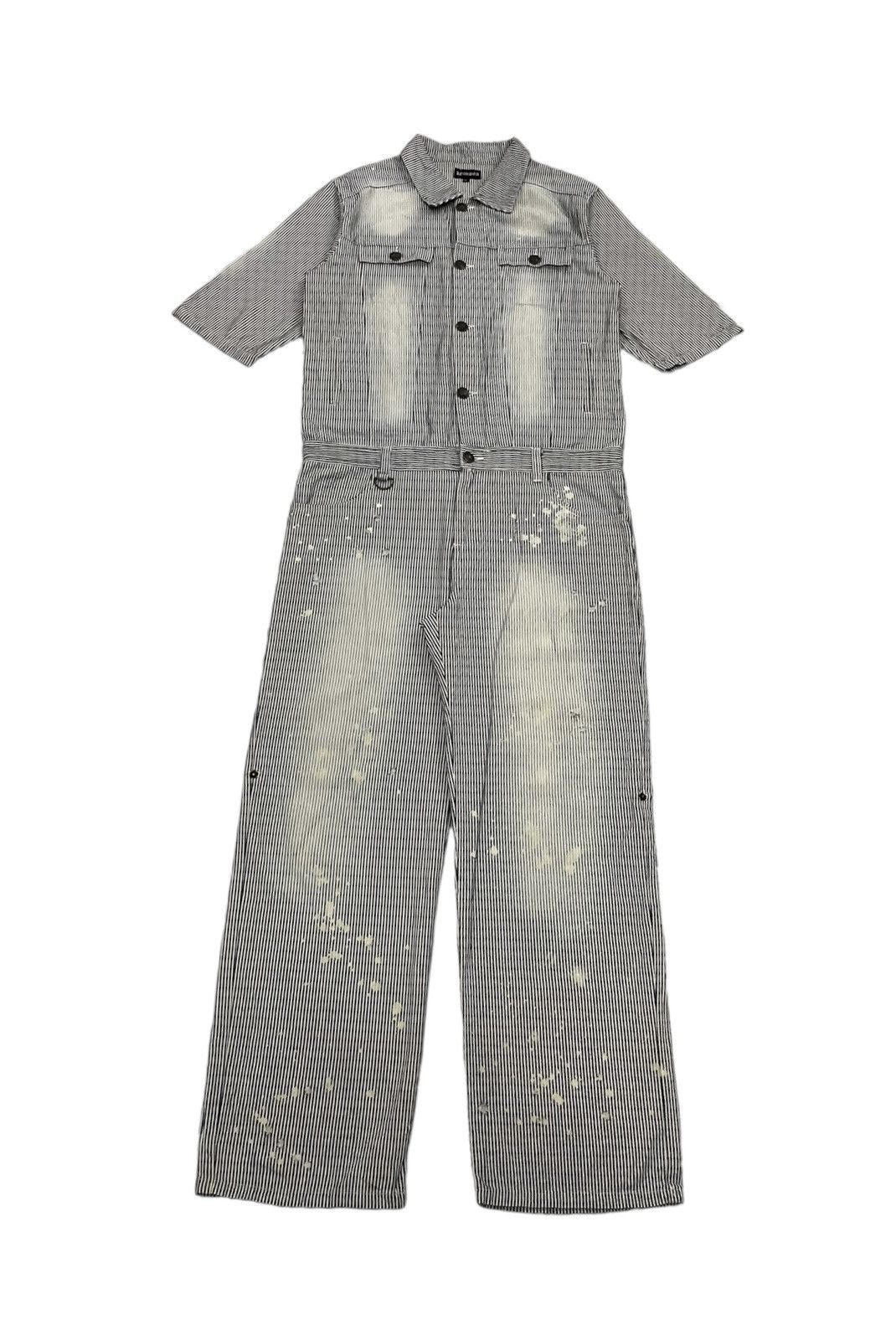Japanese Brand × Seditionaries Vintage Lowbox Japan Overall Jumpsuit Hickory Painter Punk Size US 39 - 2 Thumbnail