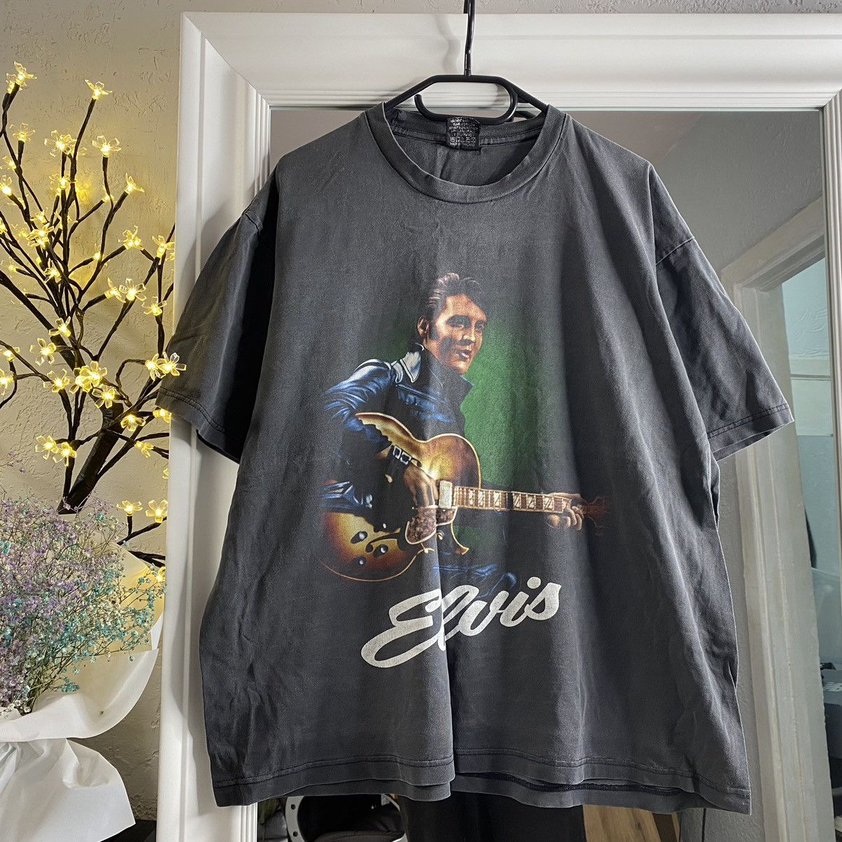 Band Tees VINTAGE 90s ELVIS STONE WASHED BOXY T SHIRT Size US XL / EU 56 / 4 - 1 Thumbnail