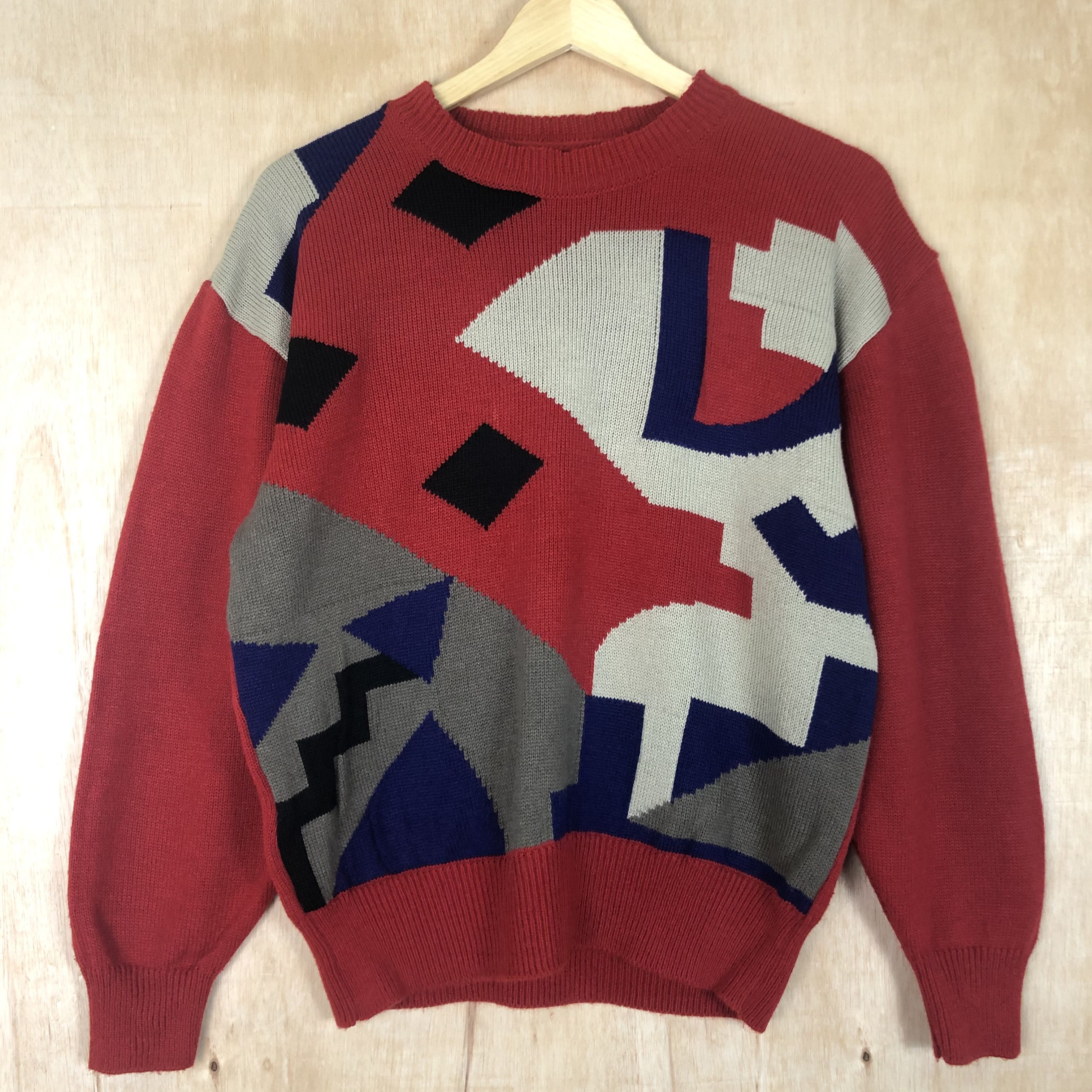 Homespun Knitwear DLL Japan art Red Black Knitwear Sweatshirt #c015 Size US S / EU 44-46 / 1 - 2 Thumbnail