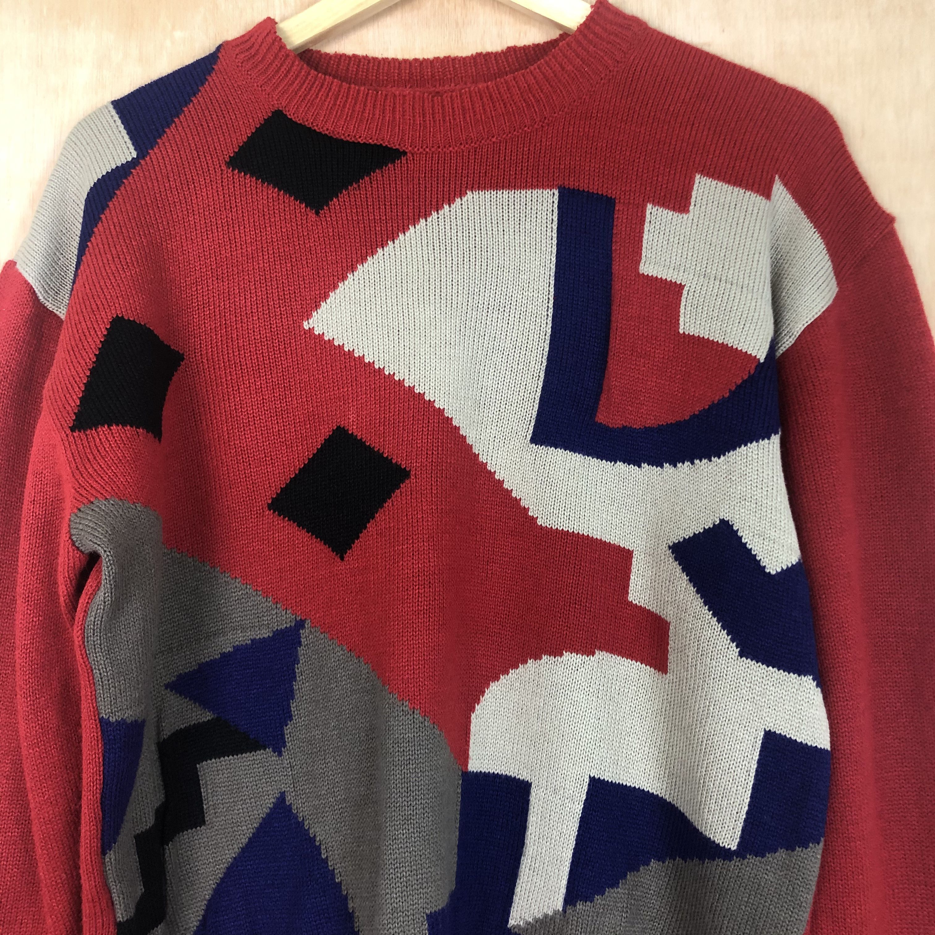 Homespun Knitwear DLL Japan art Red Black Knitwear Sweatshirt #c015 Size US S / EU 44-46 / 1 - 8 Thumbnail