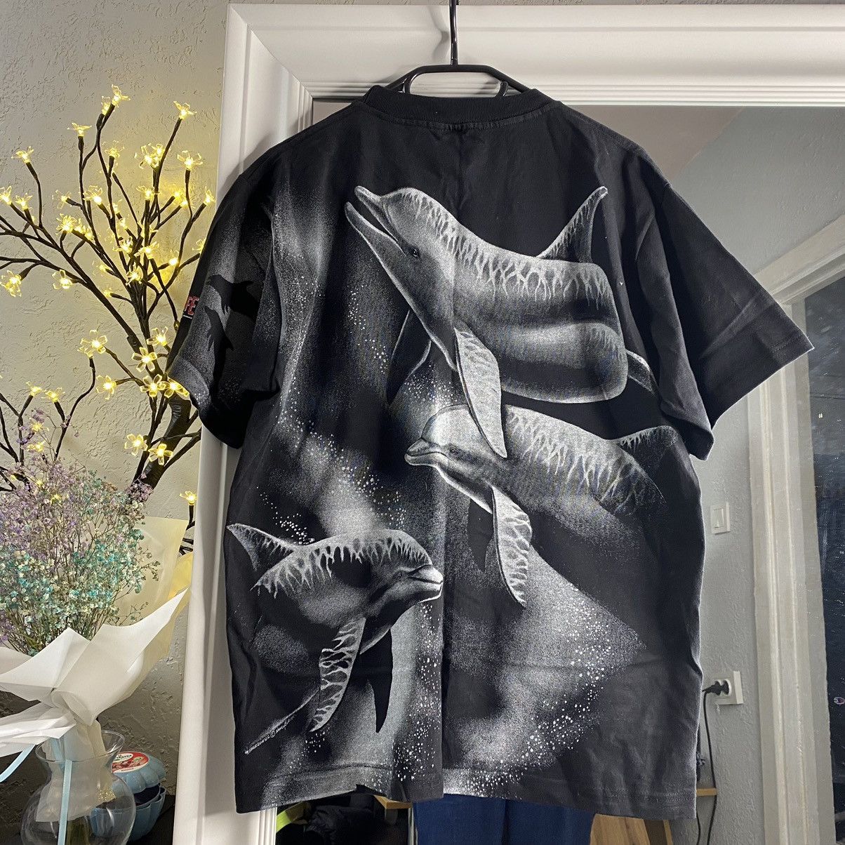 Vintage VINTAGE 90s DOLPHINS ALL OVER PRINTED BLACK/WHITE BOXY TEE Size US M / EU 48-50 / 2 - 2 Thumbnail