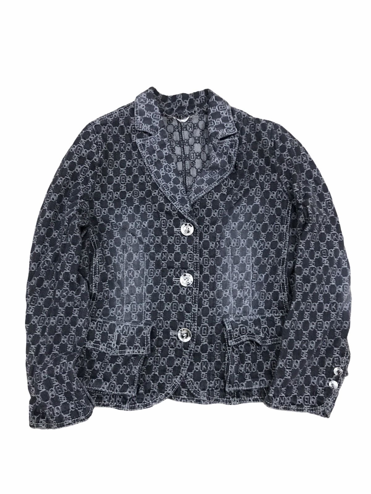 Japanese Brand Made in Japan Distressed Monogram Denim Jacket Size US S / EU 44-46 / 1 - 1 Thumbnail