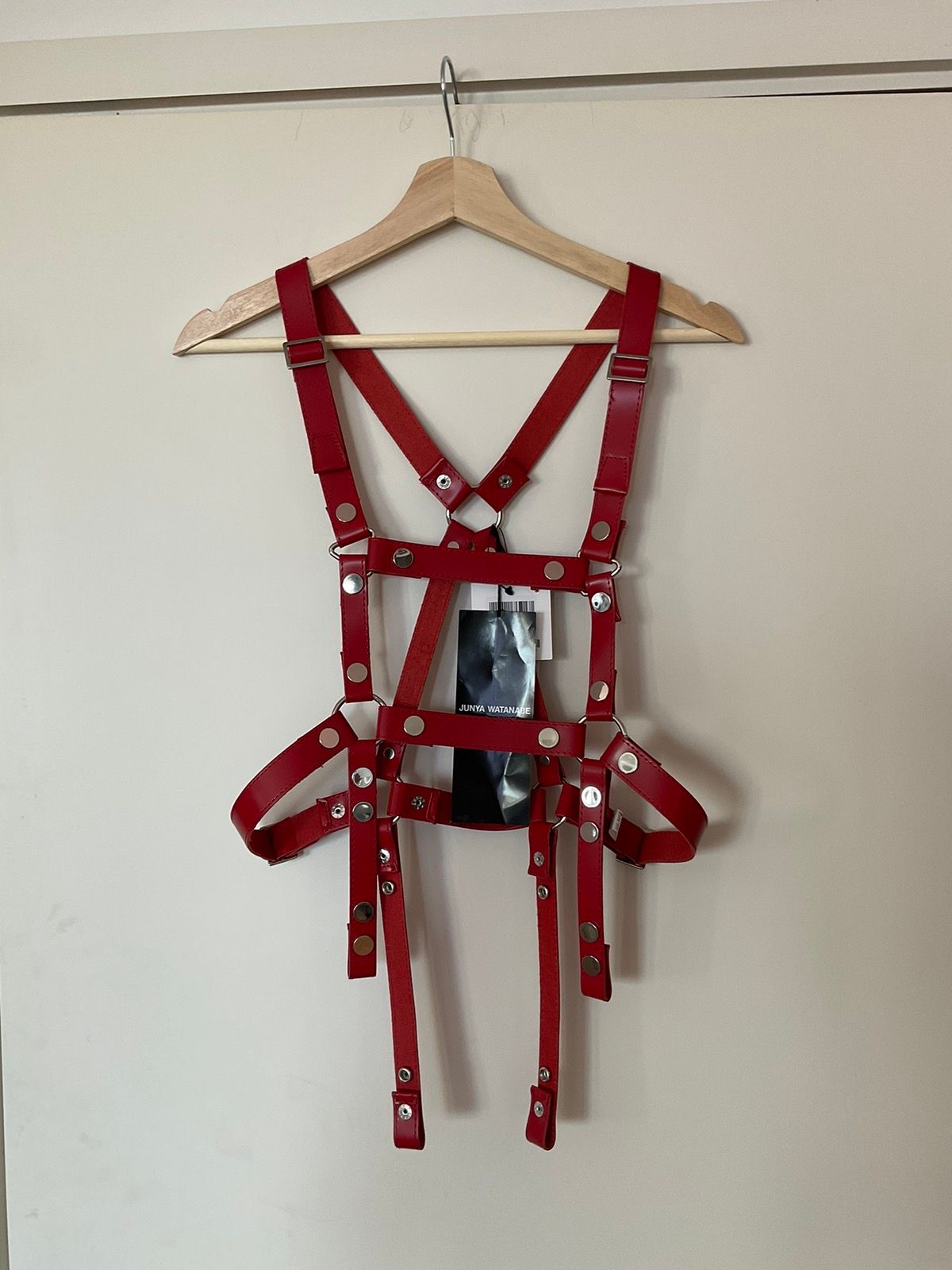 Pre-owned Comme Des Garcons X Junya Watanabe Harness Leather Belt In Red