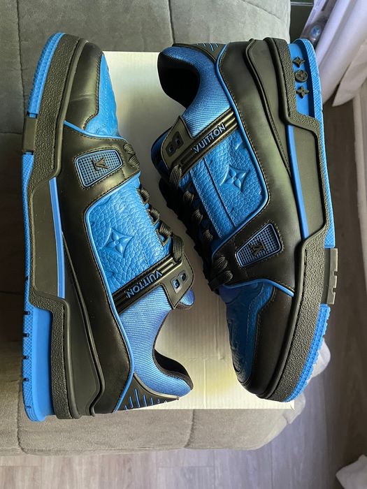 Louis Vuitton Virgil Abloh LV Monogram Trainer Sneaker Blue Size LV9/US10