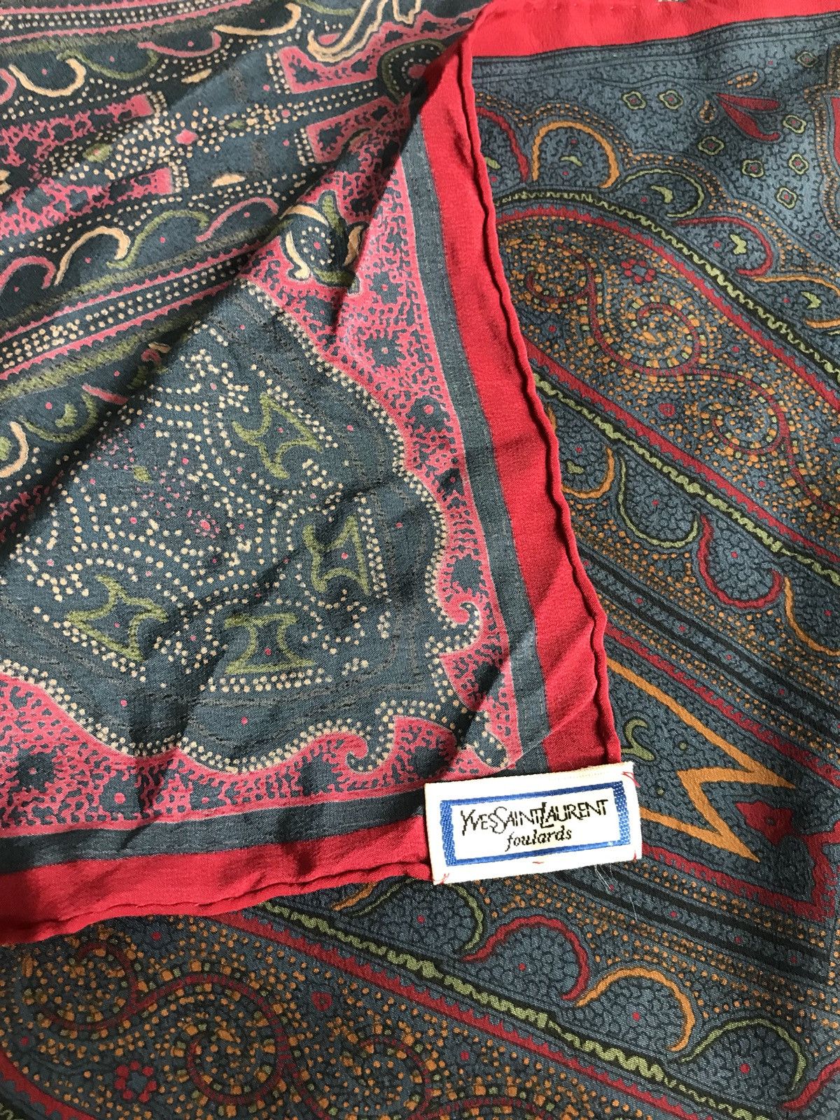 Saint Laurent Paris × Yves Saint Laurent Silk Big Scarf Size ONE SIZE - 5 Thumbnail