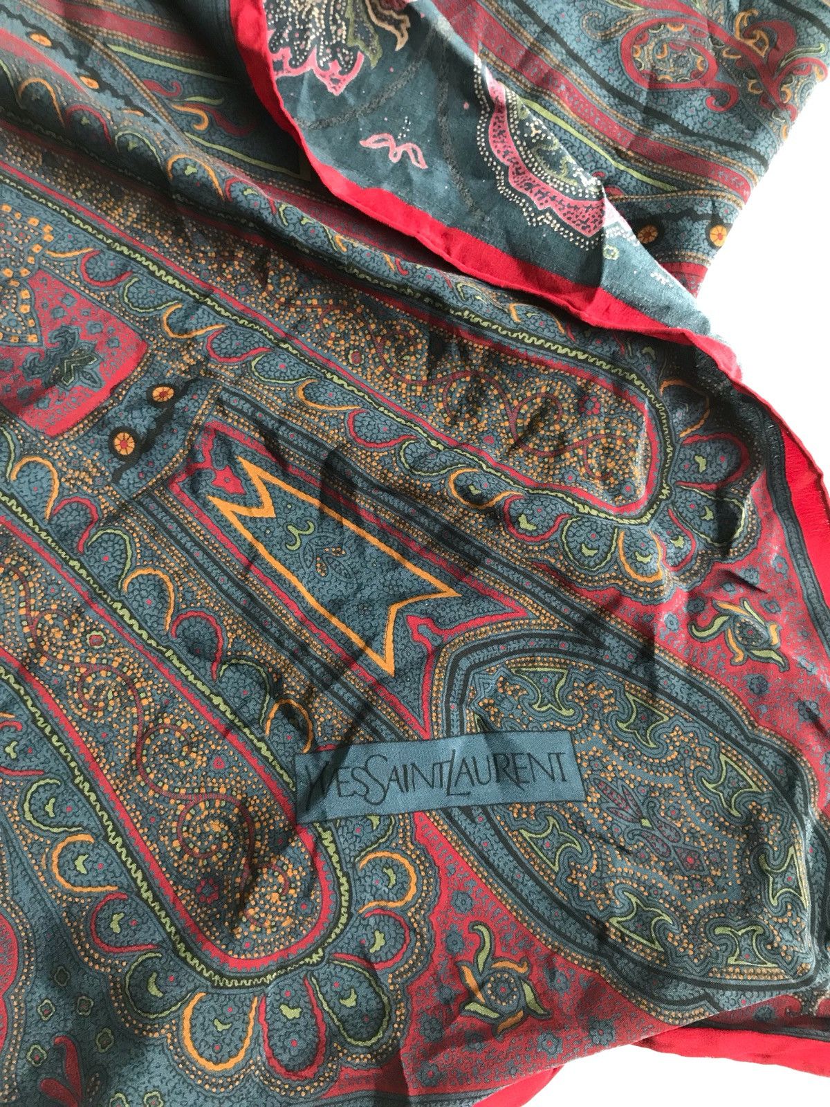 Saint Laurent Paris × Yves Saint Laurent Silk Big Scarf Size ONE SIZE - 4 Thumbnail