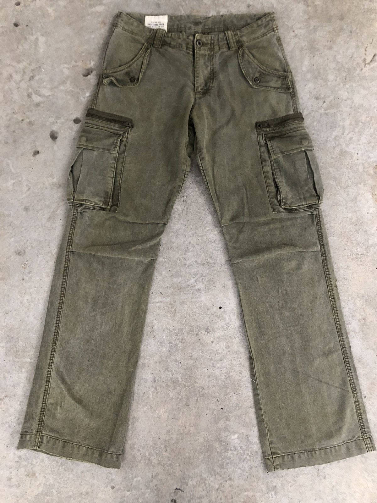 image of Seditionaries VTG Three Stones Cargo Pants Tactical Distressed Pants in Green, Men's (Size 31)