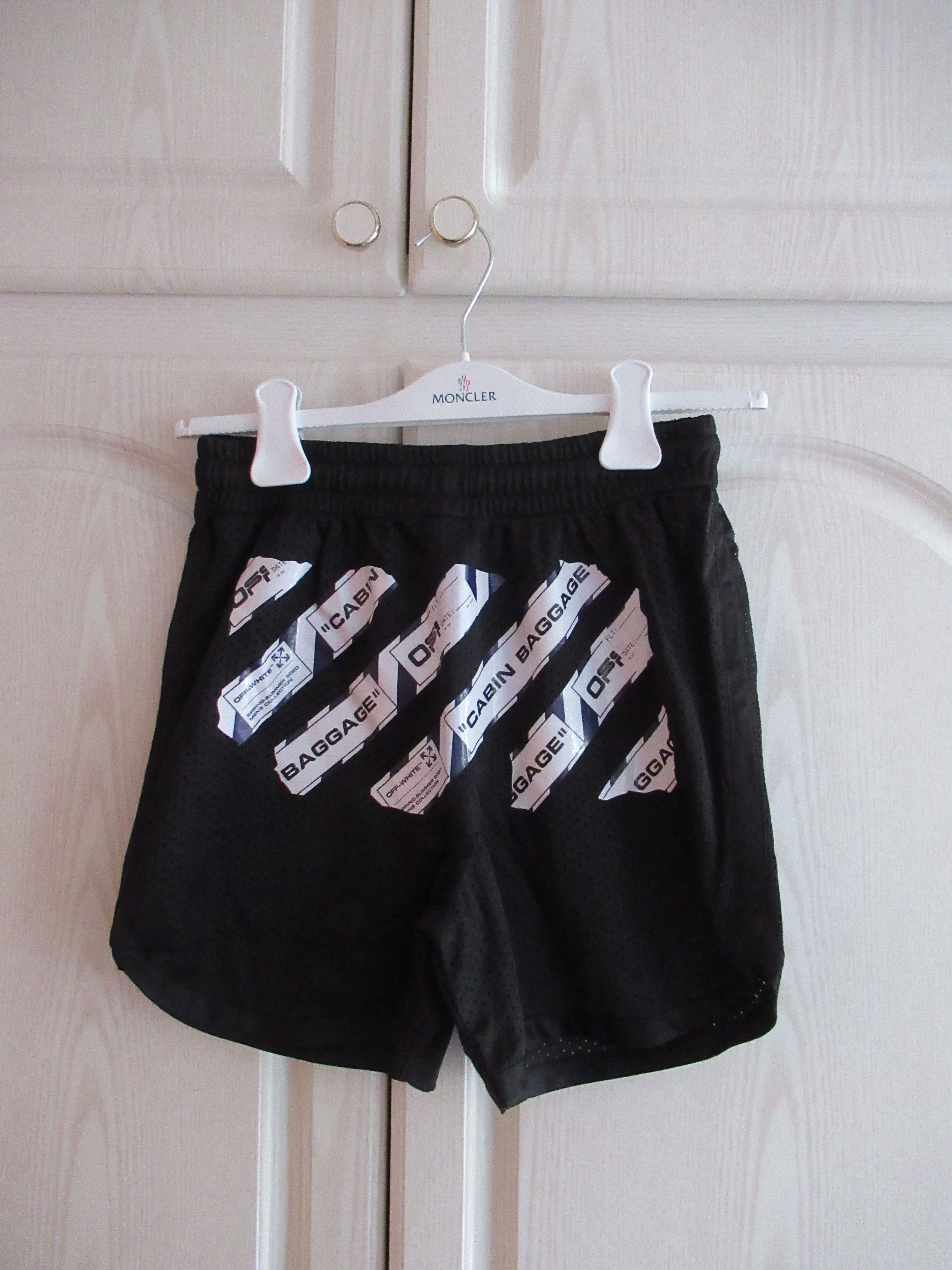 image of Off White Mesh Tape Shorts Black Xxs Airport Virgil, Men's (Size 26)