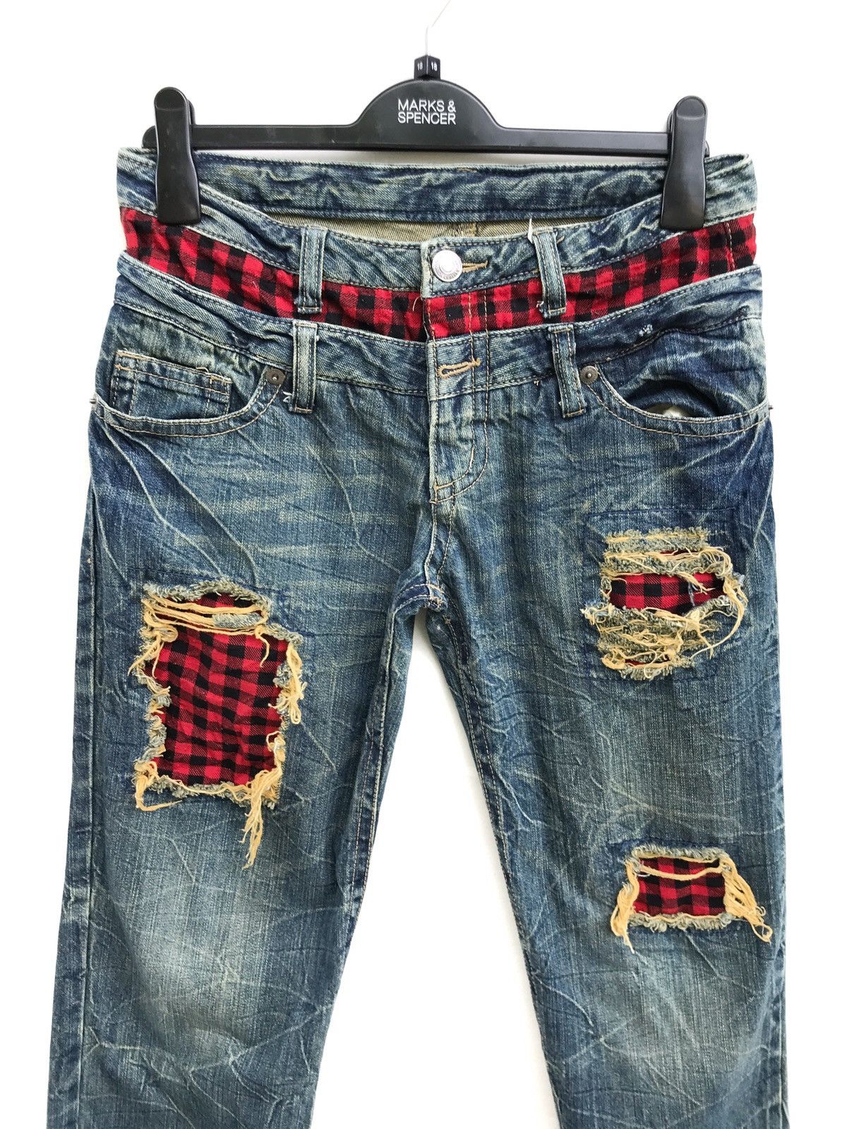 Japanese Brand Japanese Brand Distressed Ripped Double Waist Kapital Style Size US 29 - 3 Thumbnail
