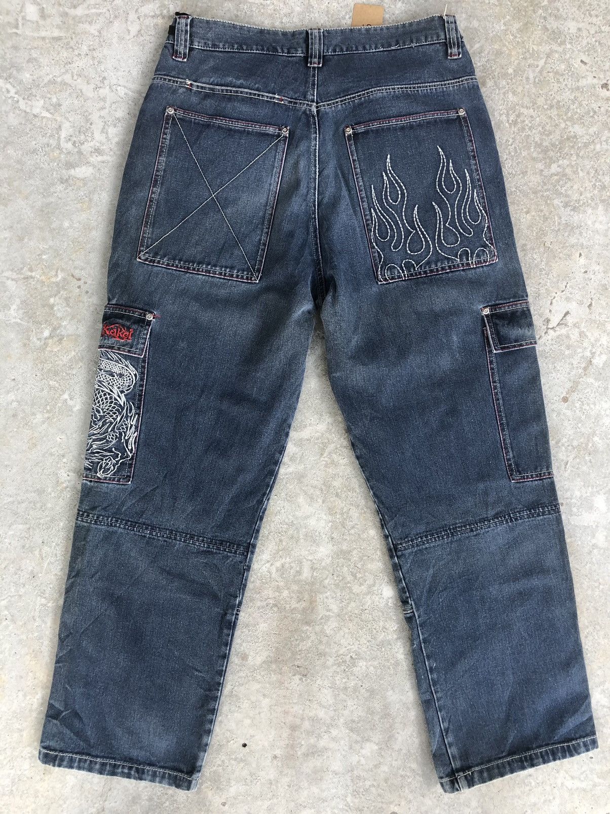 Japanese Brand Grass Hither Embroidered Jeans Cargo Pants Size US 34 / EU 50 - 2 Thumbnail