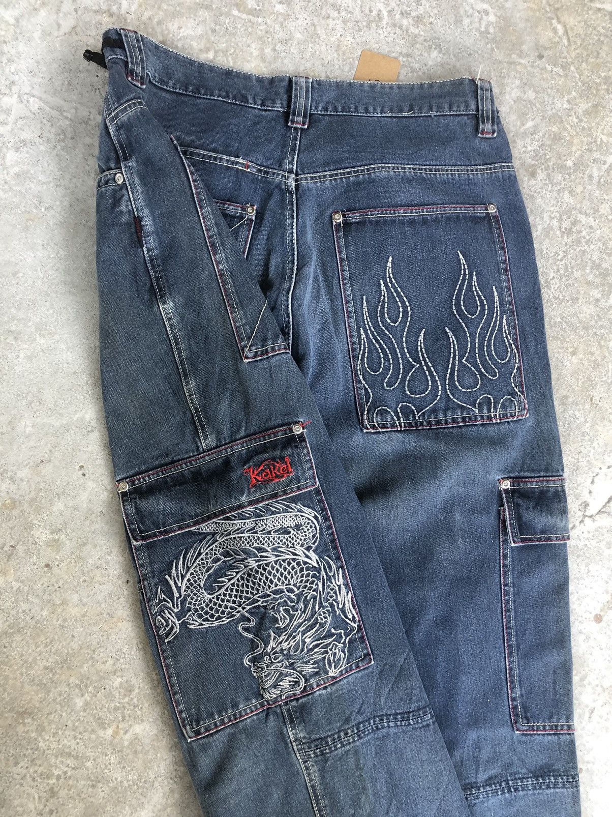 Japanese Brand Grass Hither Embroidered Jeans Cargo Pants Size US 34 / EU 50 - 12 Thumbnail