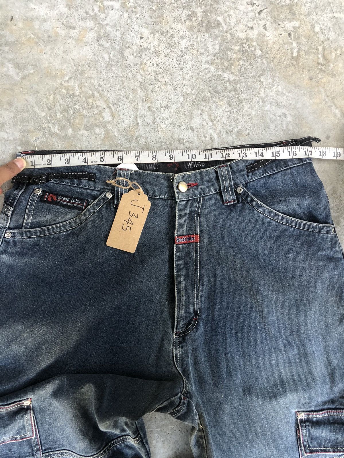 Japanese Brand Grass Hither Embroidered Jeans Cargo Pants Size US 34 / EU 50 - 15 Thumbnail