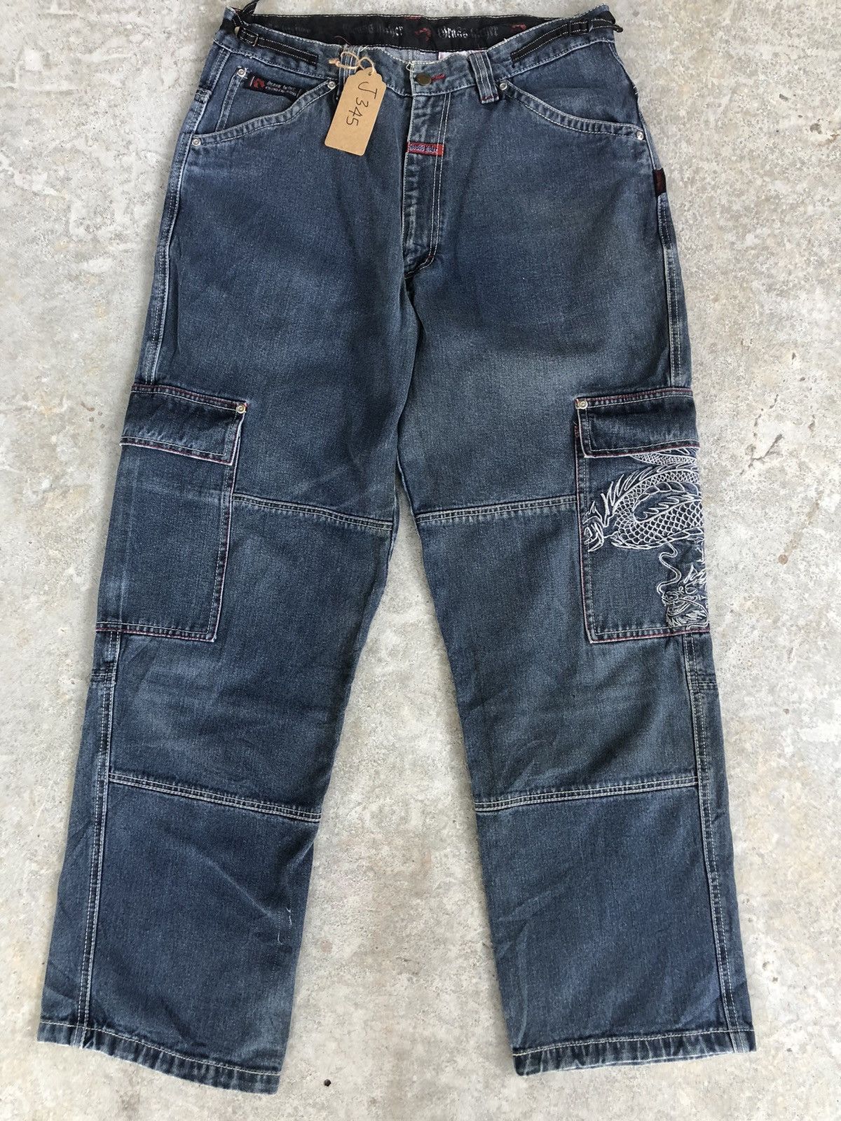 Japanese Brand Grass Hither Embroidered Jeans Cargo Pants Size US 34 / EU 50 - 1 Thumbnail