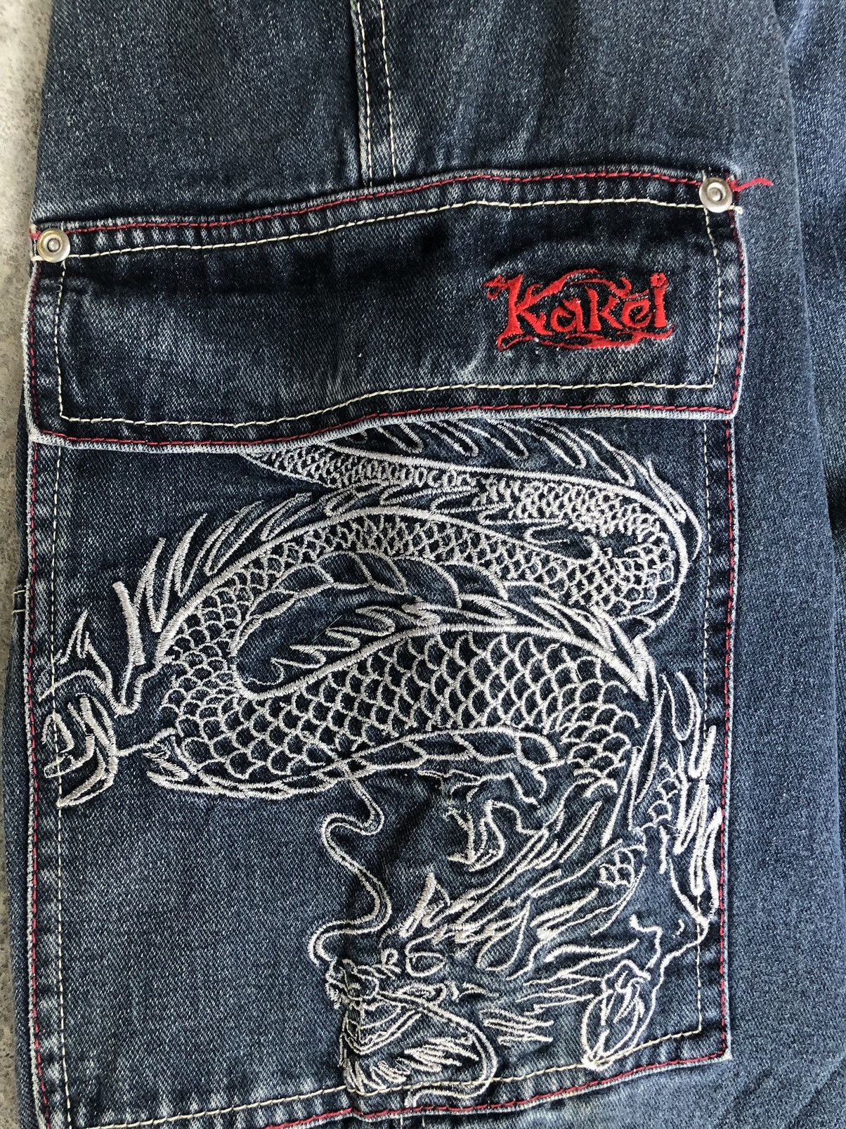 Japanese Brand Grass Hither Embroidered Jeans Cargo Pants Size US 34 / EU 50 - 13 Thumbnail