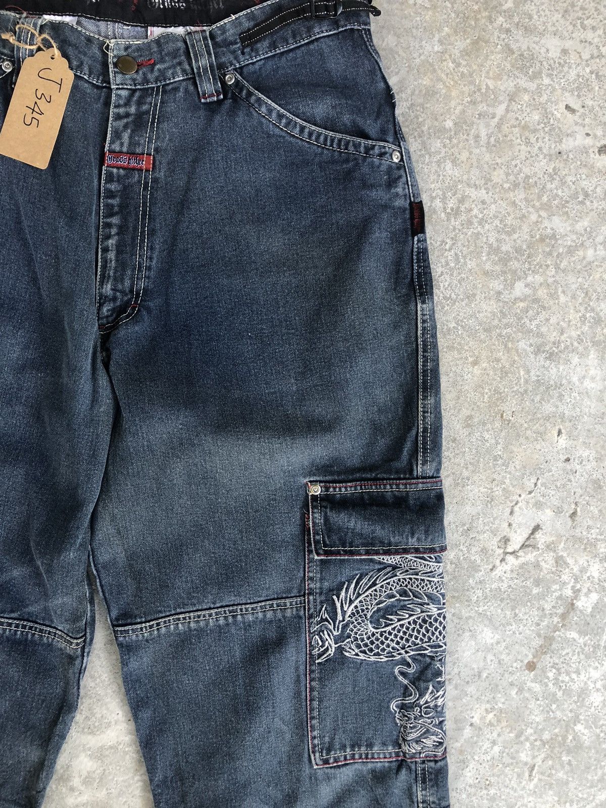 Japanese Brand Grass Hither Embroidered Jeans Cargo Pants Size US 34 / EU 50 - 5 Thumbnail