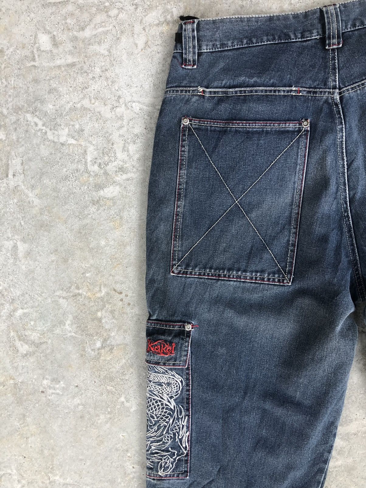 Japanese Brand Grass Hither Embroidered Jeans Cargo Pants Size US 34 / EU 50 - 8 Thumbnail