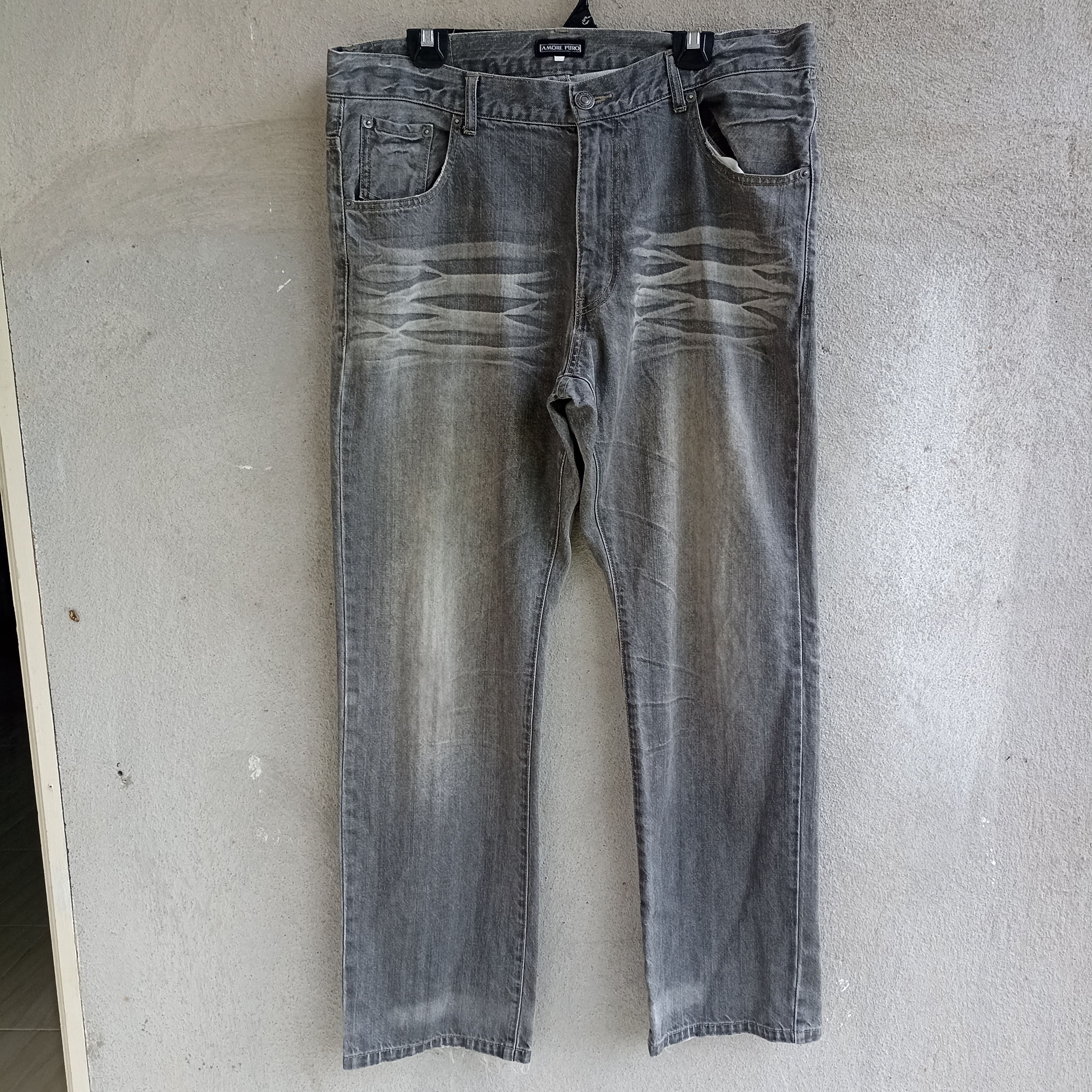 Japanese Brand Faded Amore Pure Black Jeans Pant Size US 37 - 1 Thumbnail