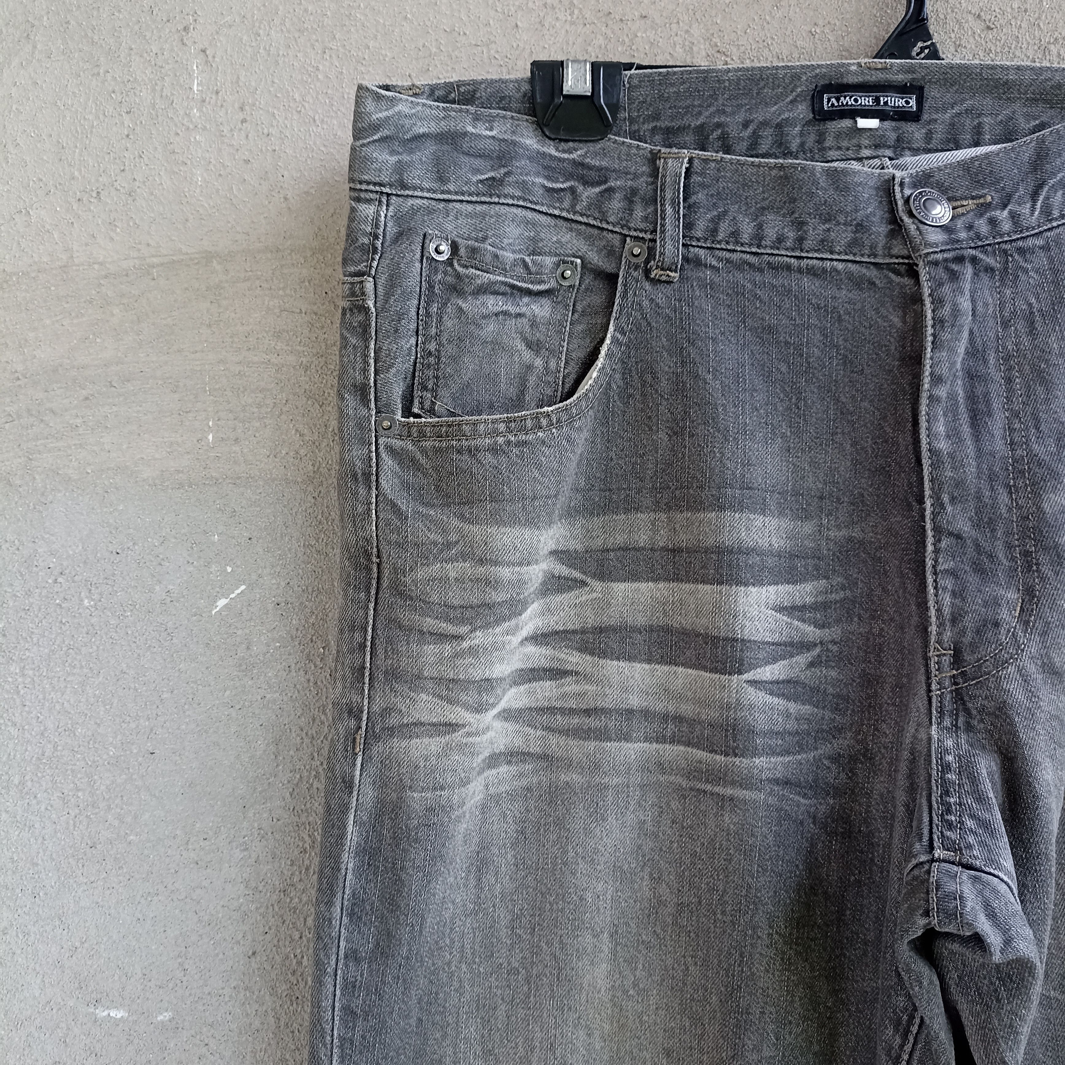 Japanese Brand Faded Amore Pure Black Jeans Pant Size US 37 - 5 Thumbnail