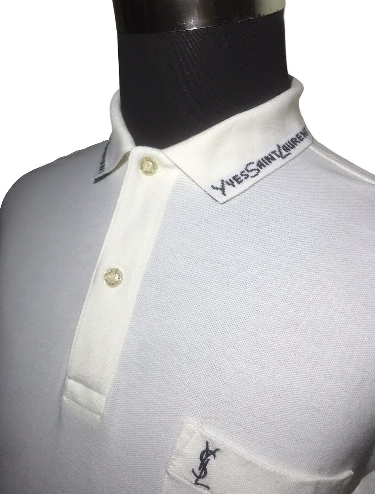 Designer Yves Saint Laurent Collar Spellout Embroidery Wording Shirt Size US M / EU 48-50 / 2 - 6 Thumbnail