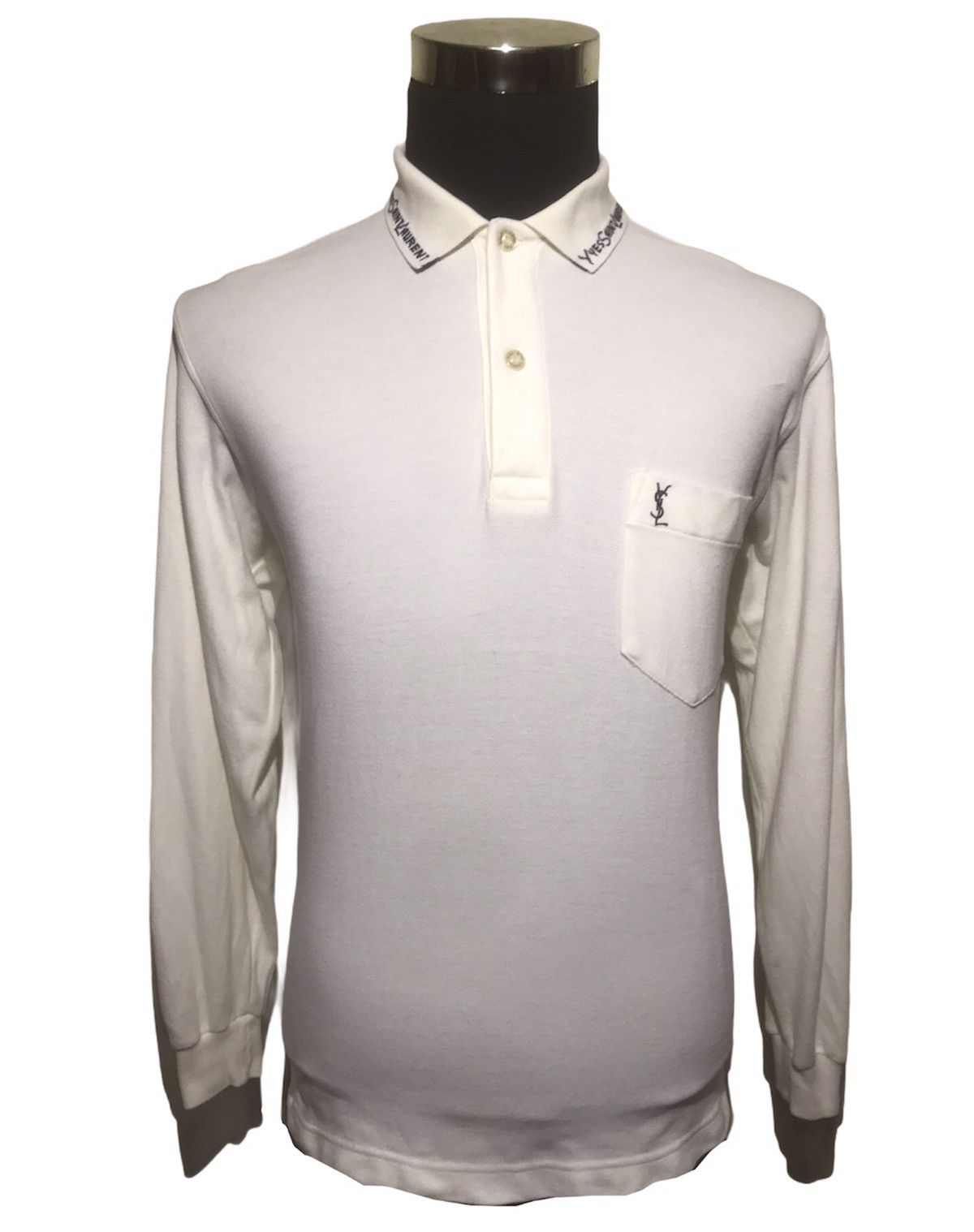 Designer Yves Saint Laurent Collar Spellout Embroidery Wording Shirt Size US M / EU 48-50 / 2 - 2 Thumbnail