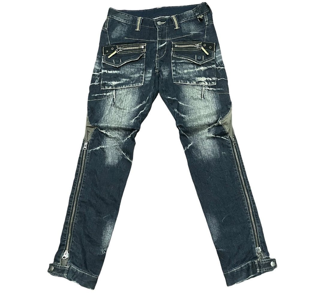 Japanese Brand PPFM Punk Seditionaries Zipper Stone Wash Jeans Size US 34 / EU 50 - 15 Thumbnail