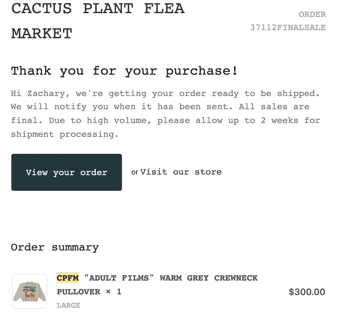 Cactus Plant Flea Market CPFM Adult Films Crewneck Size US L / EU 52-54 / 3 - 6 Thumbnail
